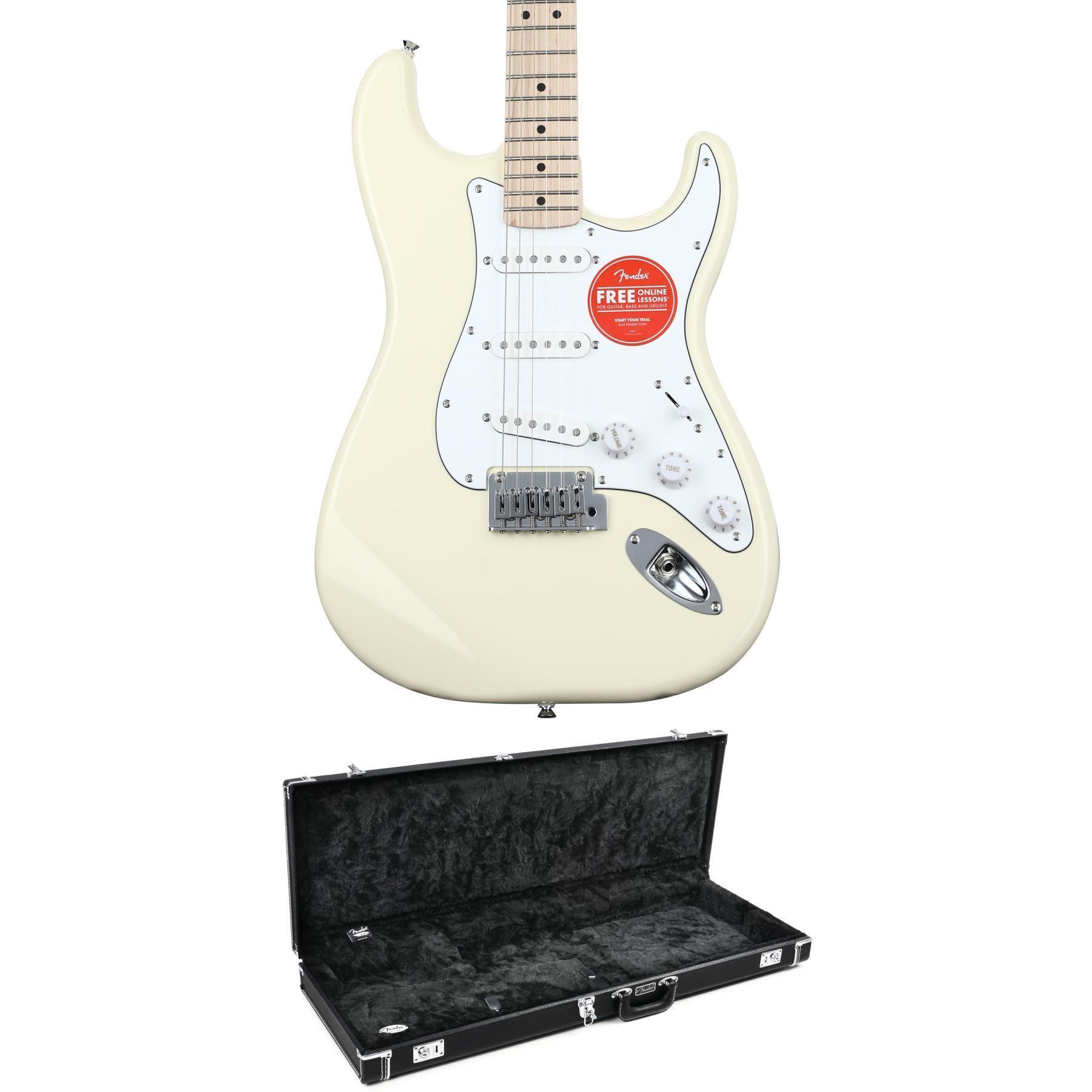 Squier Affinity Series Stratocaster Electric Guitar with Hard Case -  Olympic White with Maple Fingerboard
