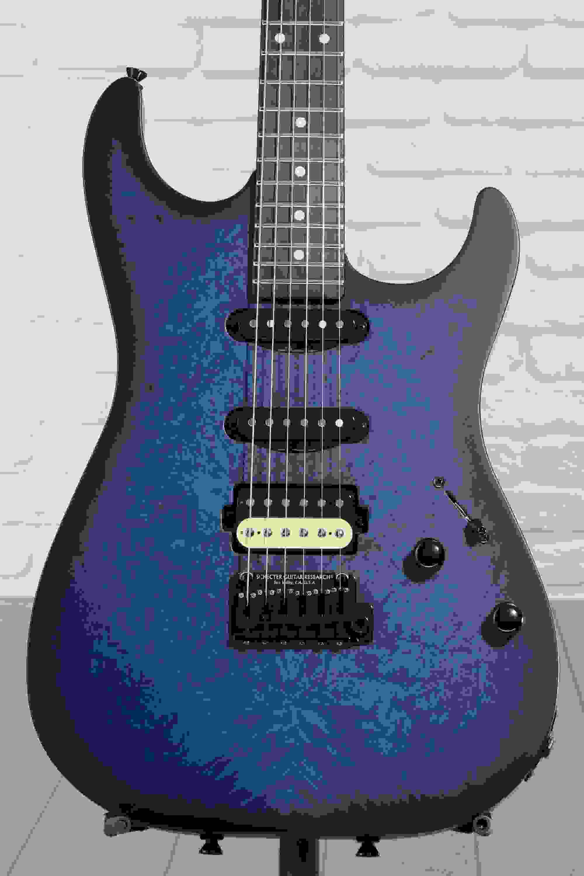 Schecter USA Custom Shop Sunset Custom II Electric Guitar - Ocean Blue Burst Satin