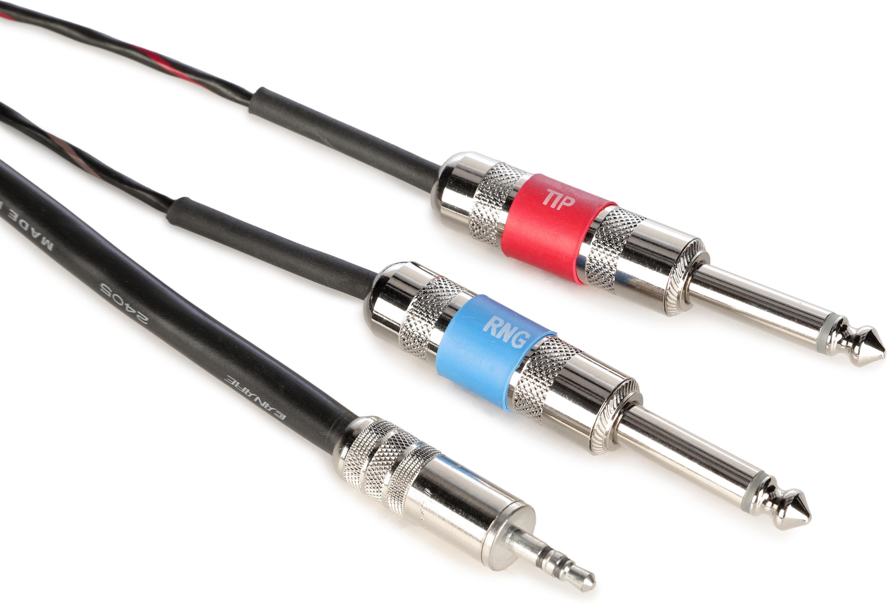 Photo of Pro Co 3.5mm TRS Plug to Dual 1/4-inch TS Plug Insert Cable - 15 foot