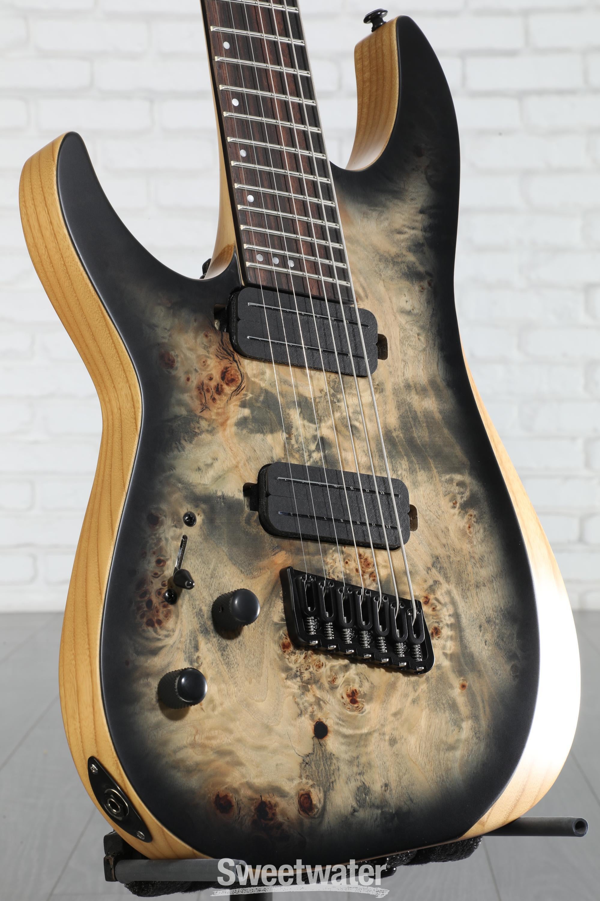 Photo of Schecter Reaper-7 Multiscale Left-handed Electric Guitar - Satin Charcoal Burst