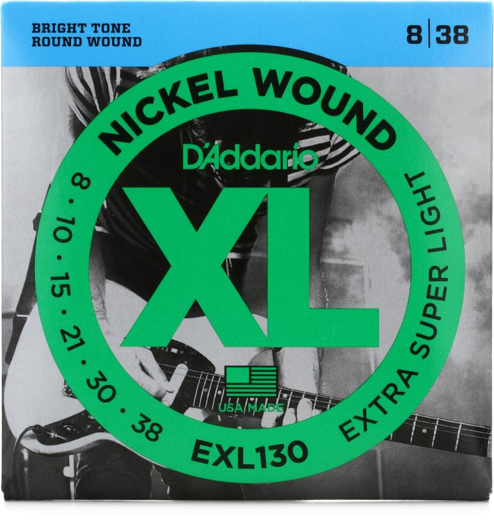 D'Addario EXL130 XL Nickel Wound Electric Guitar Strings - .008