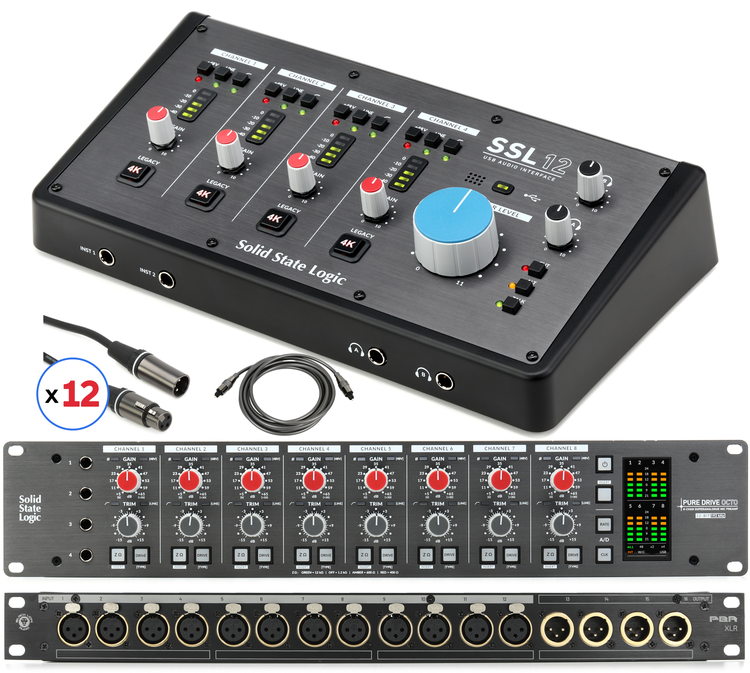 Solid State Logic SSL 12 USB Audio Interface and PureDrive Octo 12-channel  Studio Bundle