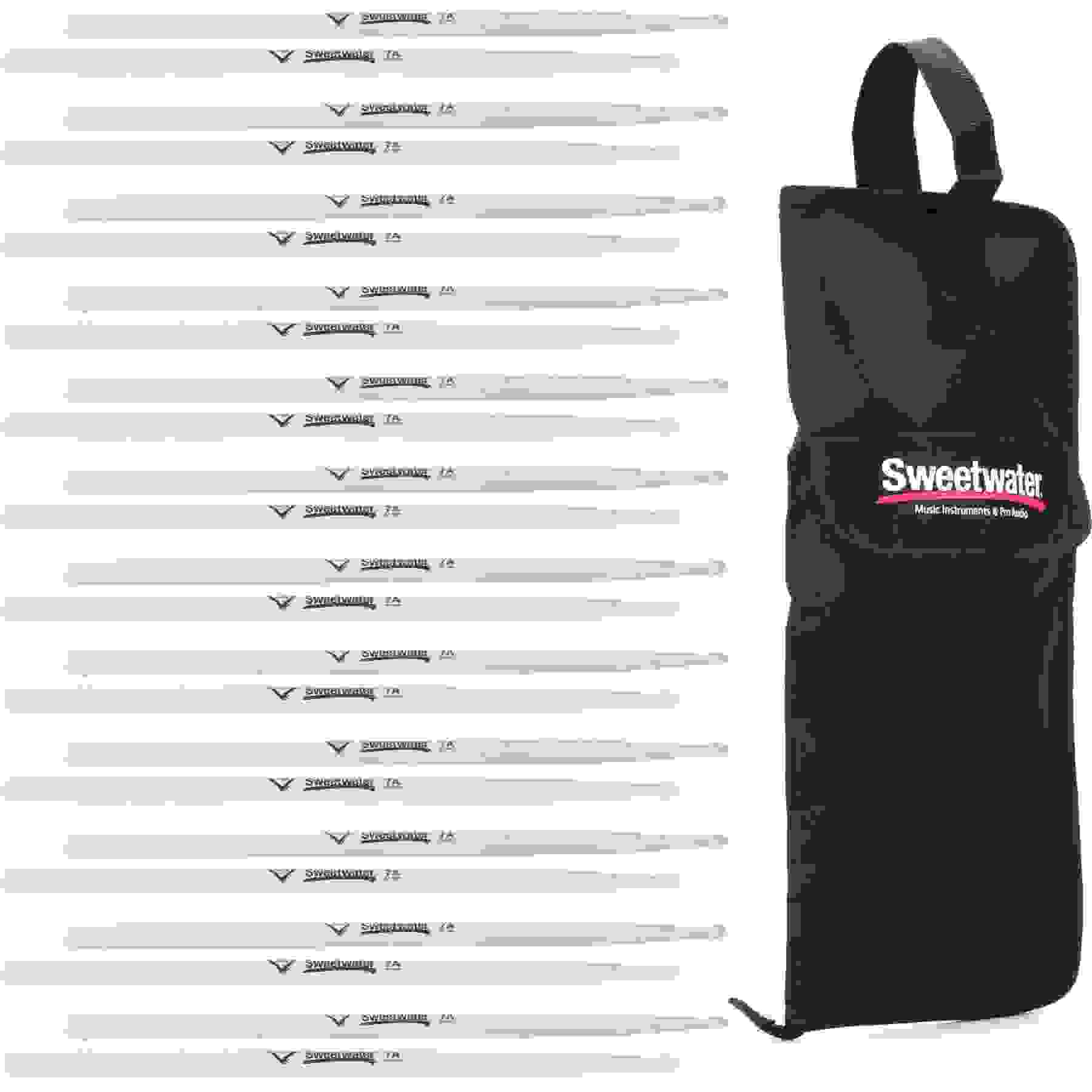 Sweetwater American Hickory Drumsticks by Vater with Stick Bag - 7A (12-pack)