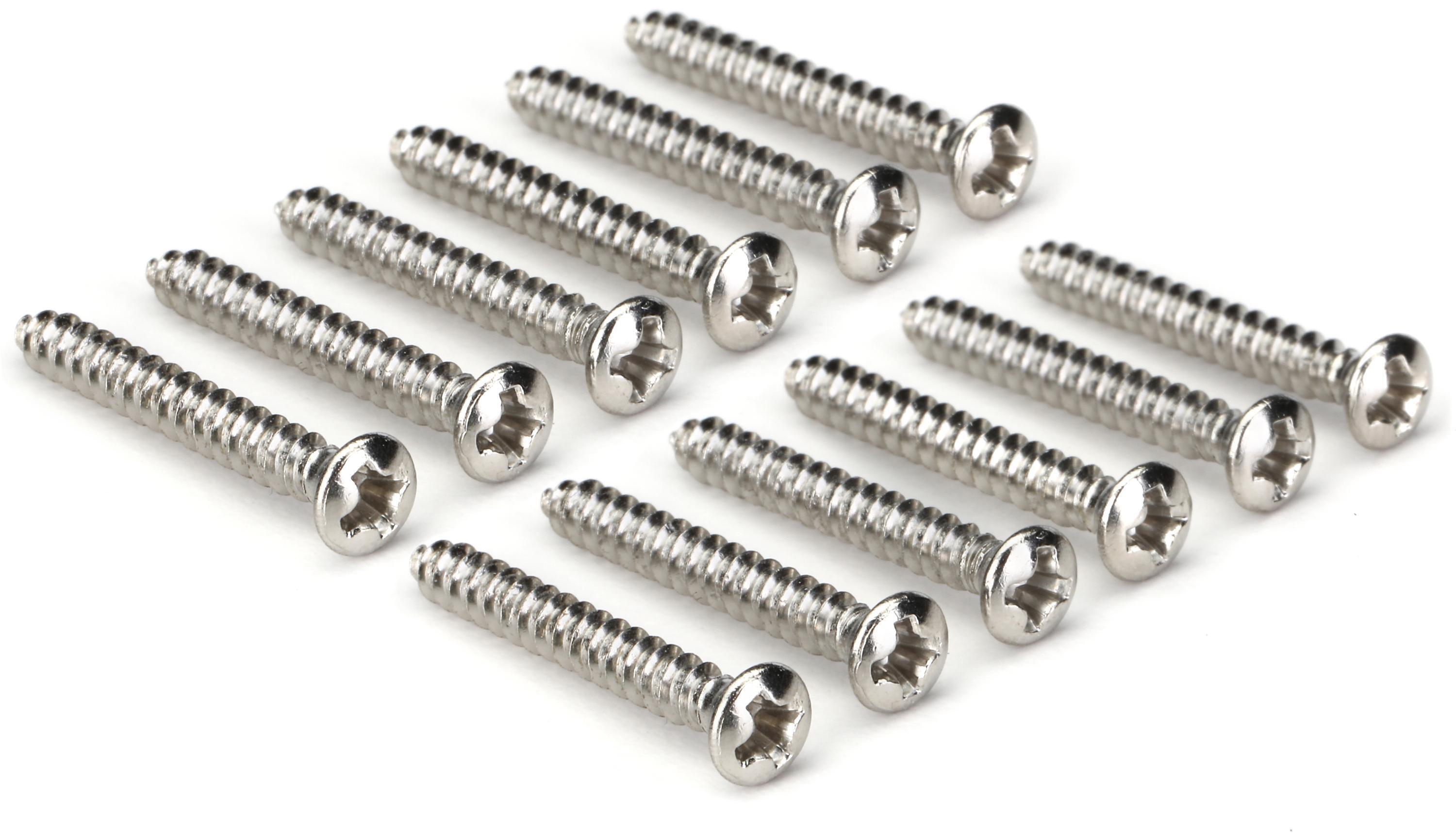 Photo of Fender Bass/Tele Bridge and Strap Button Mounting Screws - Chrome (Set of 12)