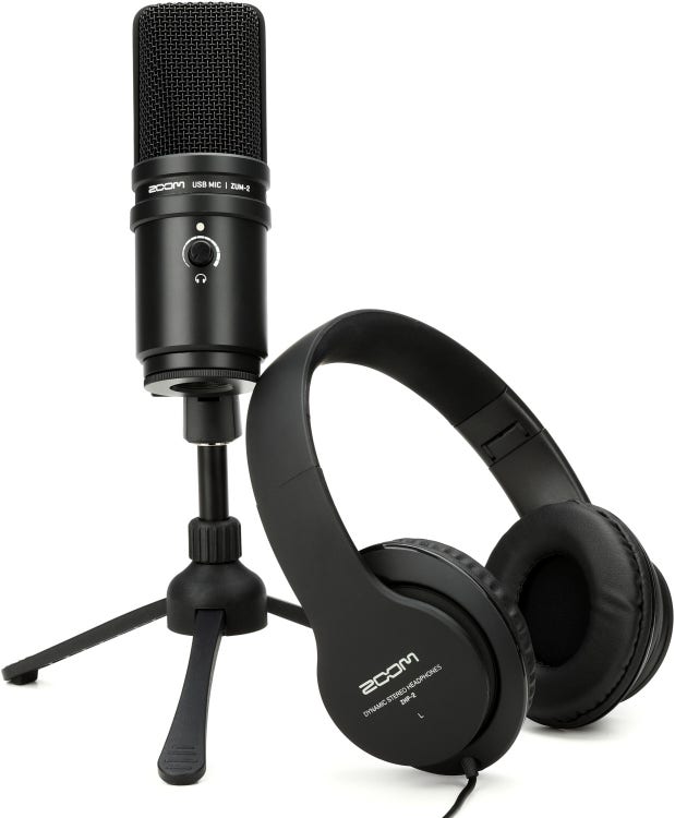Samson Q2U Black Handheld Dynamic USB Microphone Bundle with Pop Filter and  Closed Back Over-Ear Headphones (3 Items)