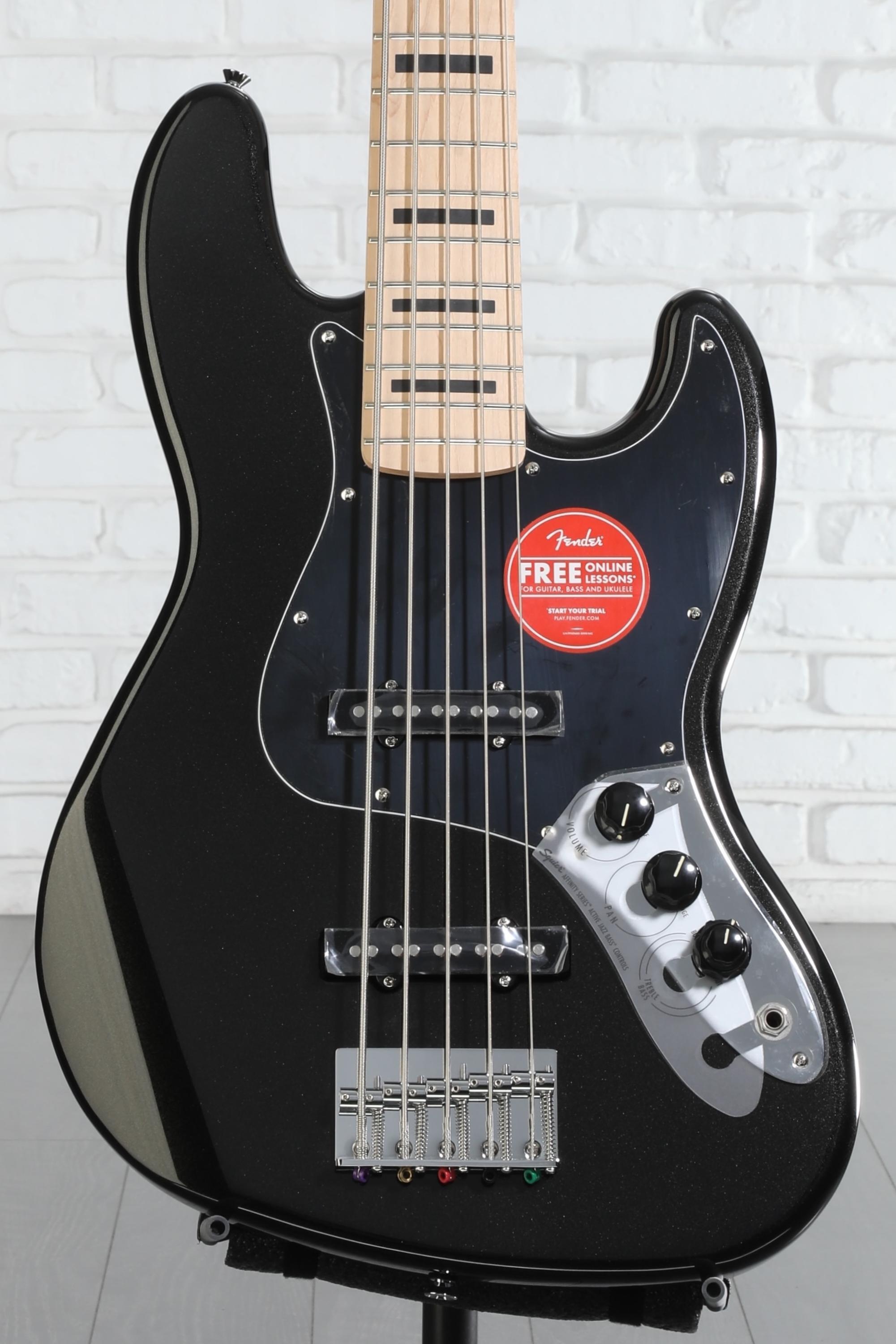 Squier Affinity Series Active Jazz Bass V - Black | Sweetwater