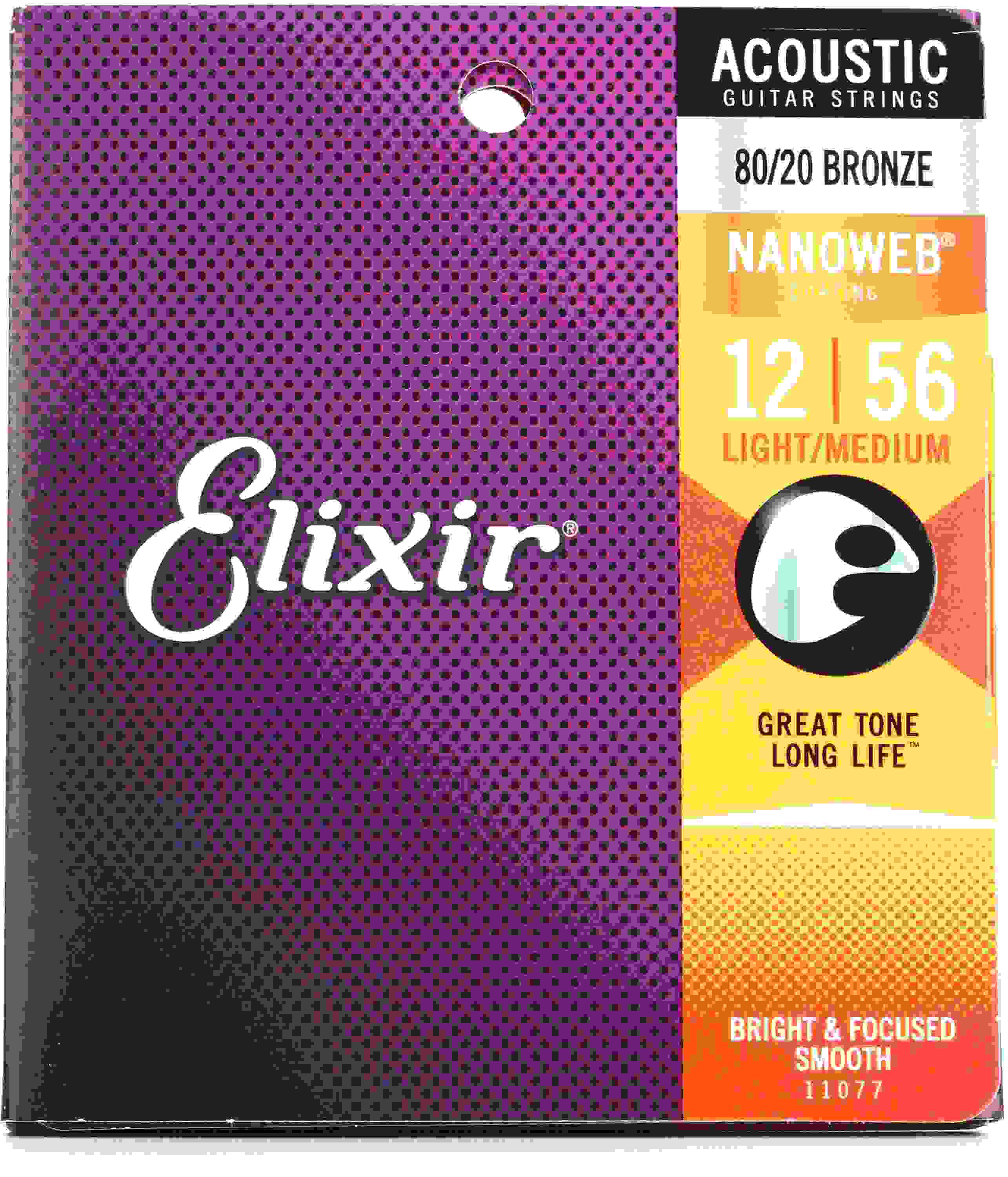 Elixir Strings 11077 Nanoweb 80/20 Acoustic Guitar Strings .012.056