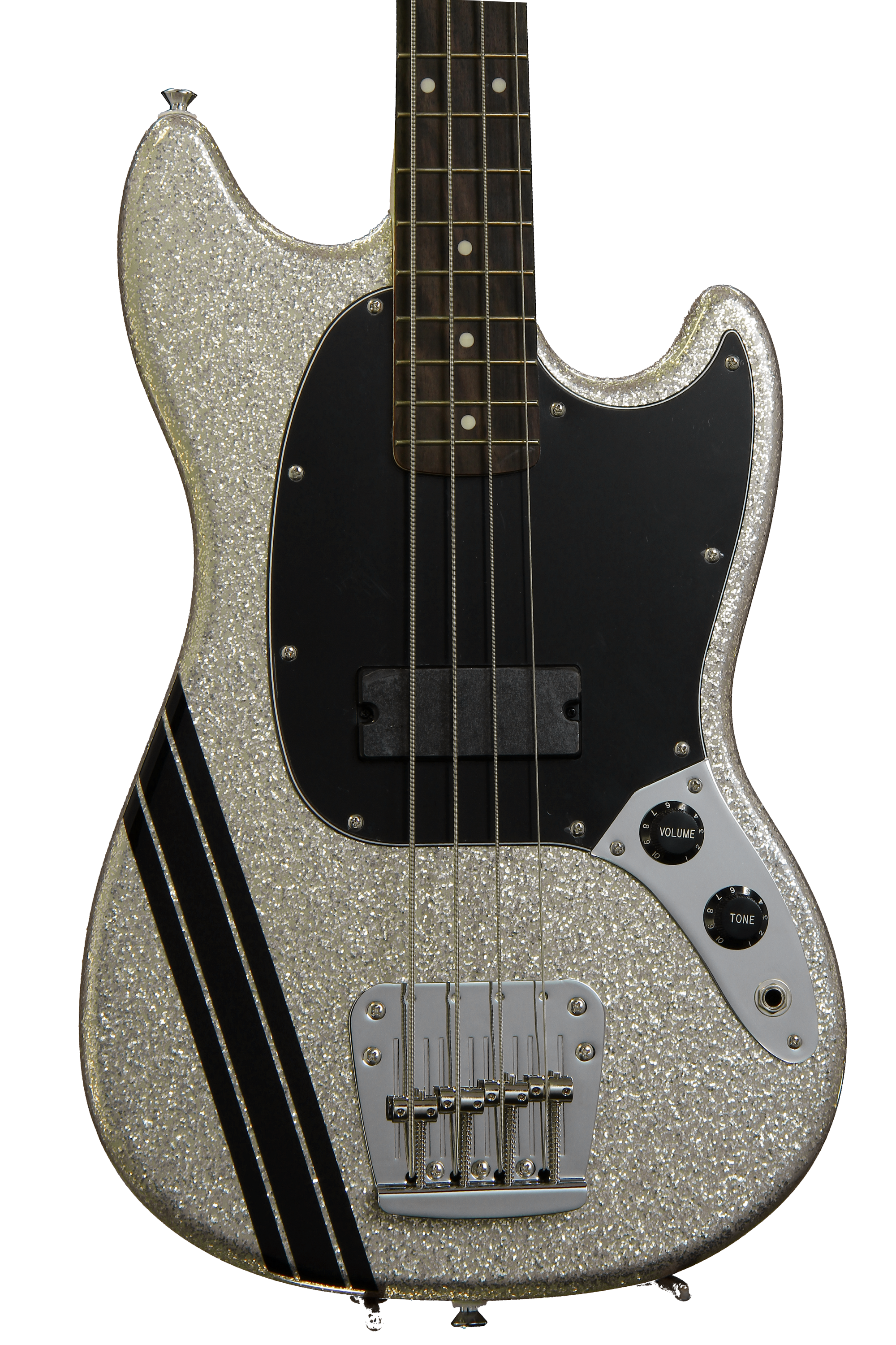 Squier Mikey Way Mustang Bass - Large Flake Silver Sparkle