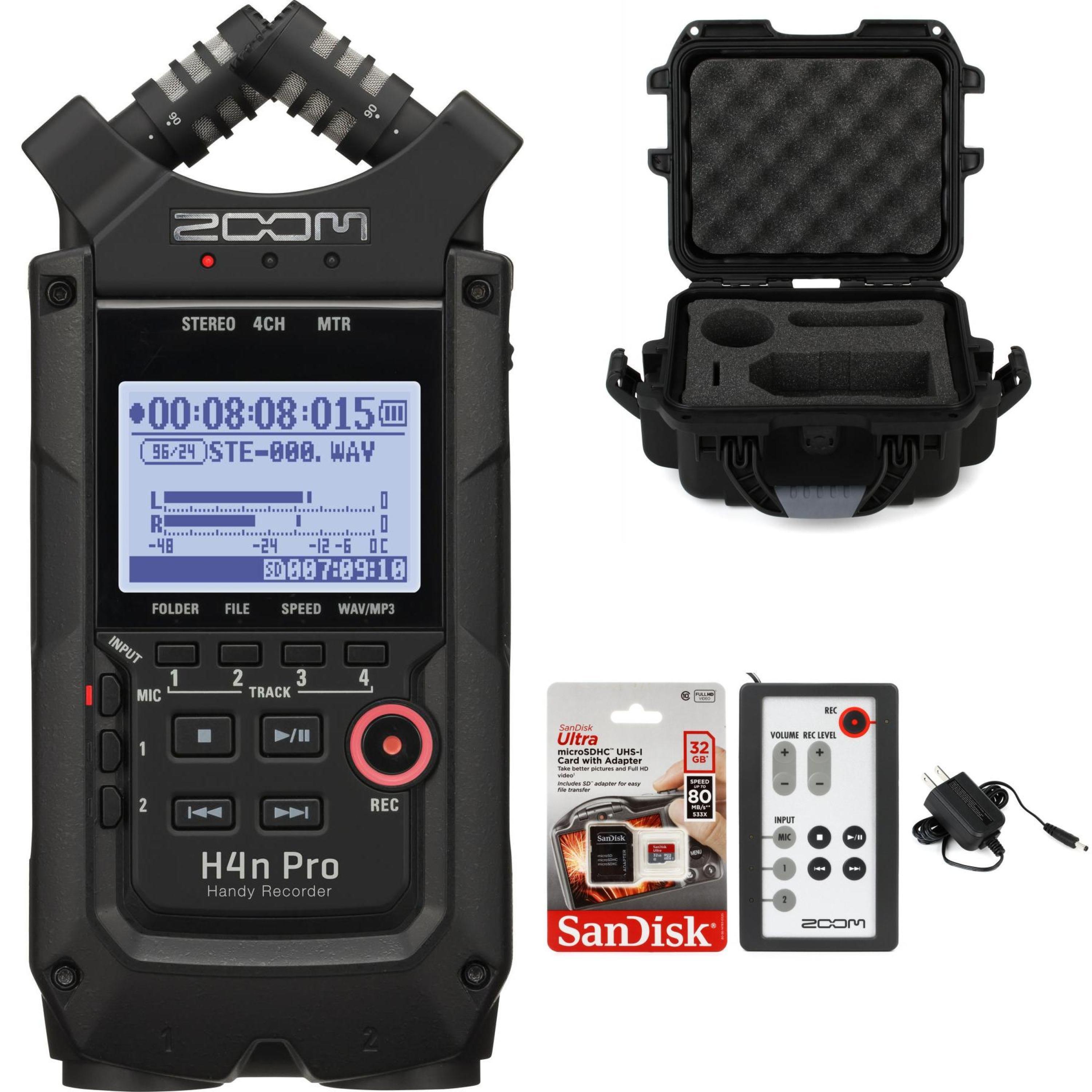 Zoom H4n Pro Recorder Bundle with Case, Remote, and SD Card