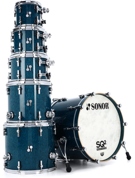 Sonor SQ2 Maple 6-piece Shell Pack - Birdseye Azure High Gloss