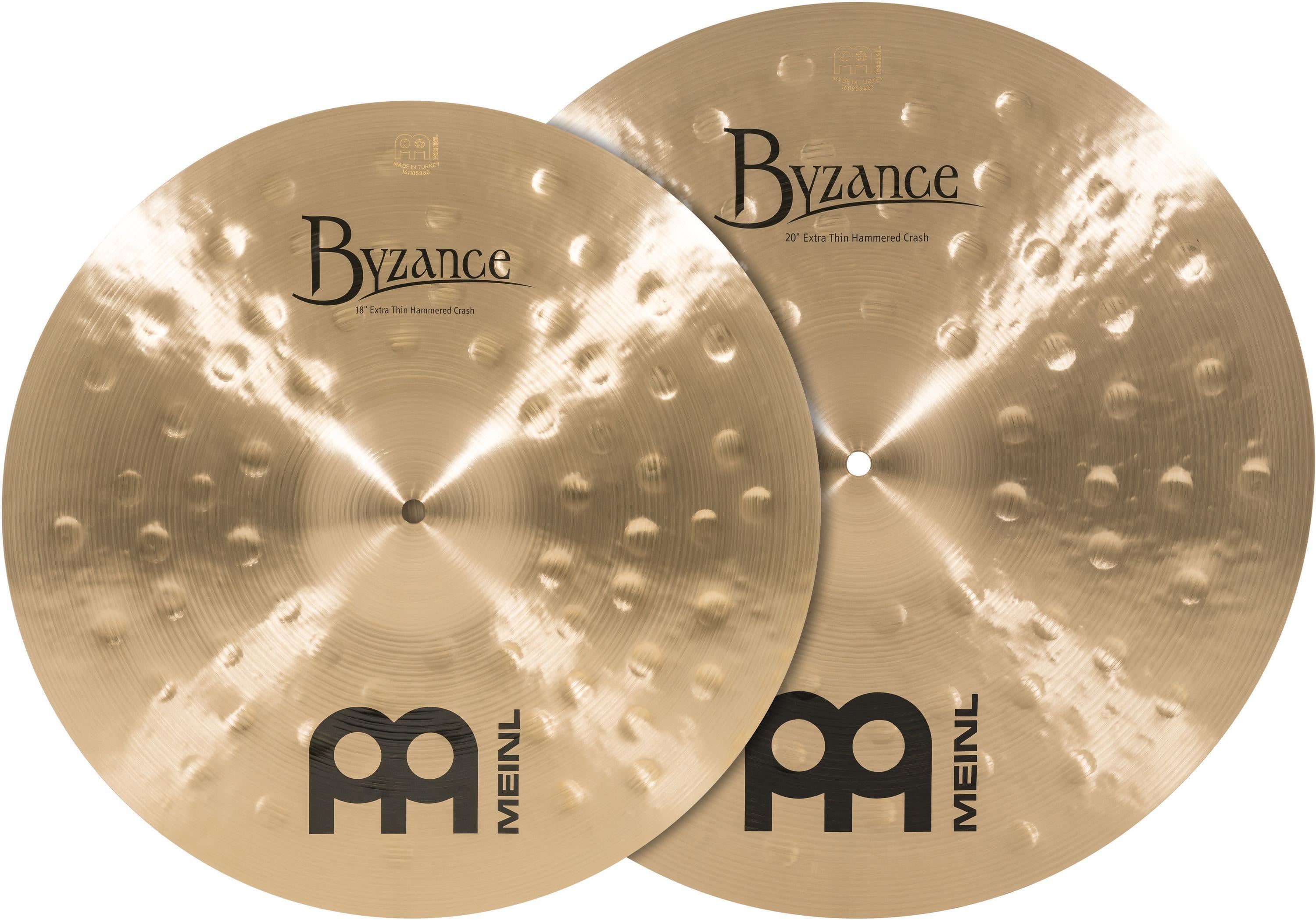 Meinl Cymbals Byzance Matched Crash Pack - 18 inch and 20 inch, Extra Thin  Hammered Traditional