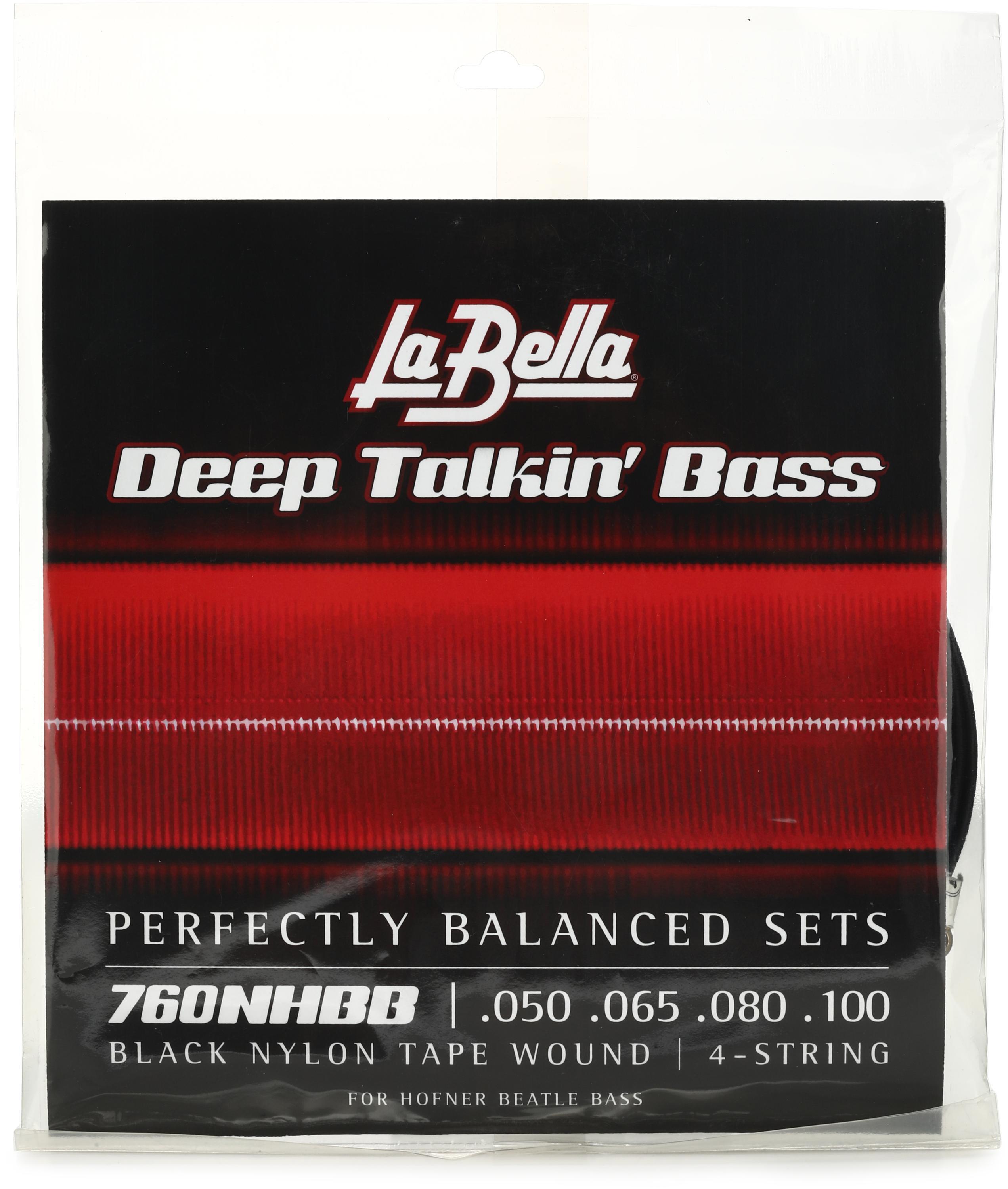 La Bella 760NHBB Deep Talkin' Beatle Bass Black Nylon Tapewound Bass Guitar  Strings - .050-.100