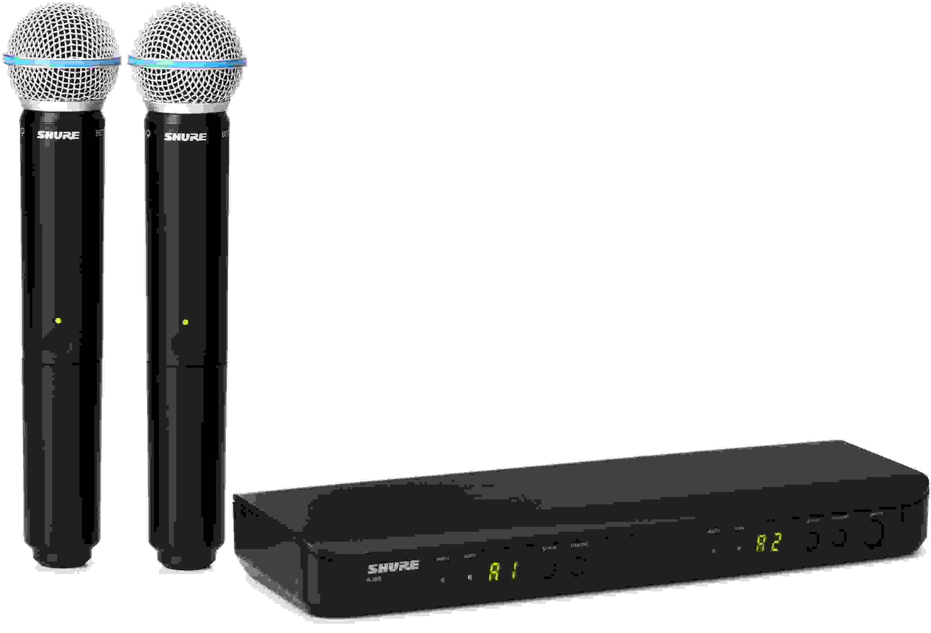 Shure BLX288/B58 Dual Channel Wireless Handheld Microphone System - H10 Band
