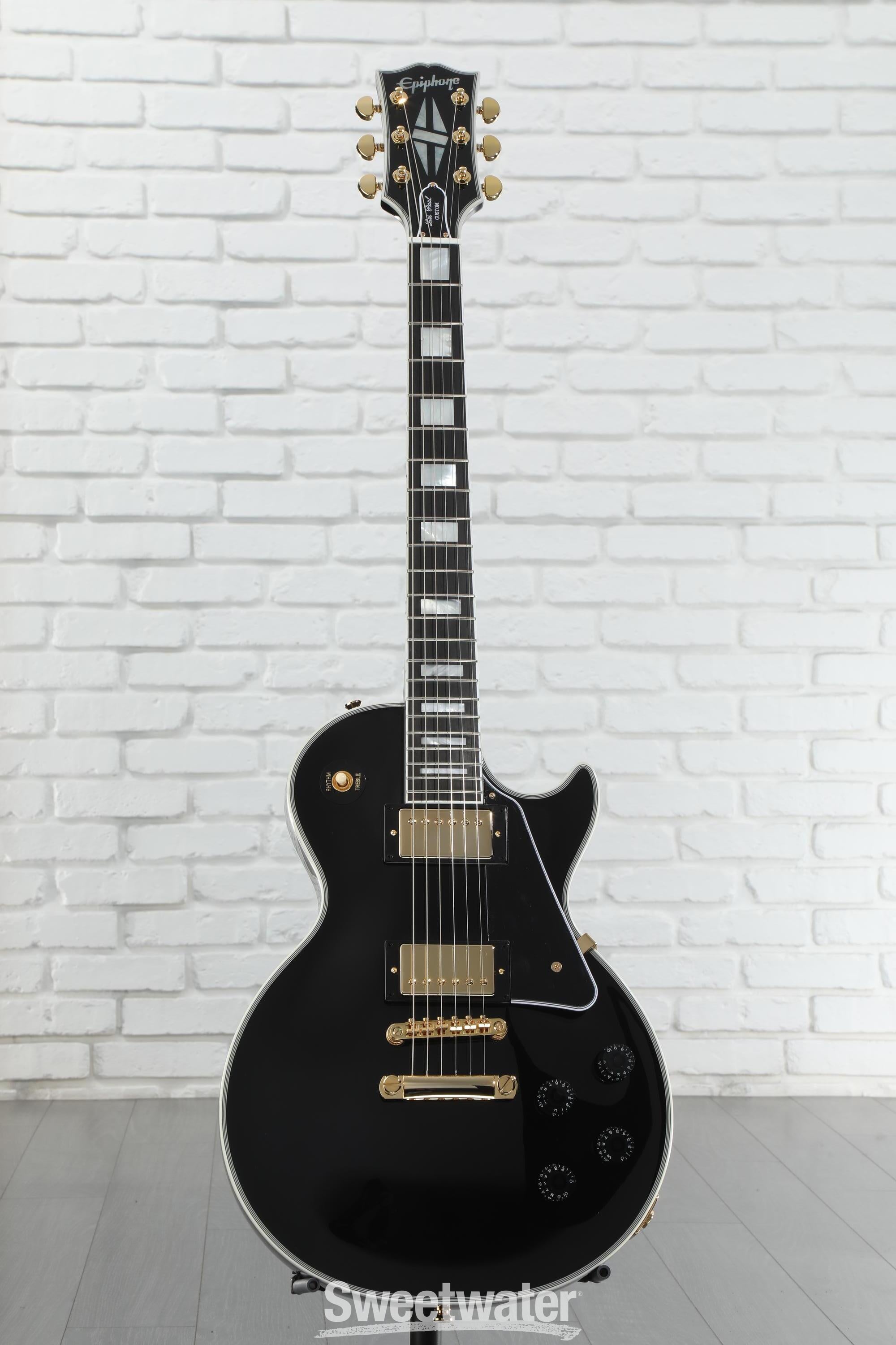 日本製 Epiphone Les Paul Custom EB Gibson Epiphone Les Paul Custom Electric Guitar - Ebony | Sweetwater