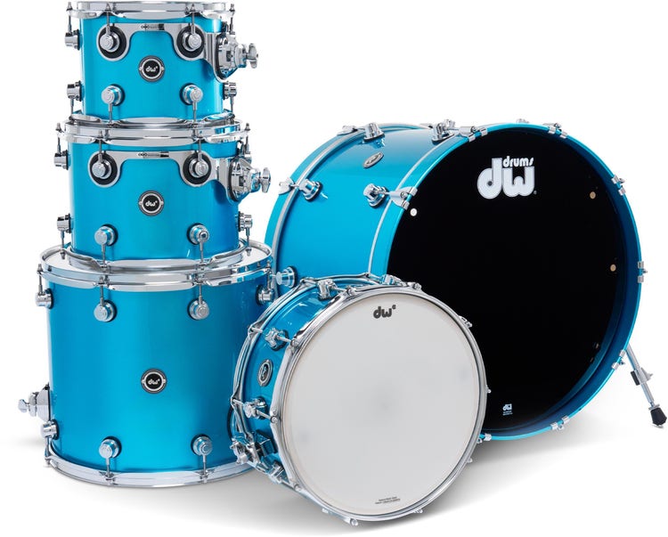 DW DWe 5-piece Shell Pack with Roland Electronic Cymbals Bundle - Laser Blue Metallic Lacquer