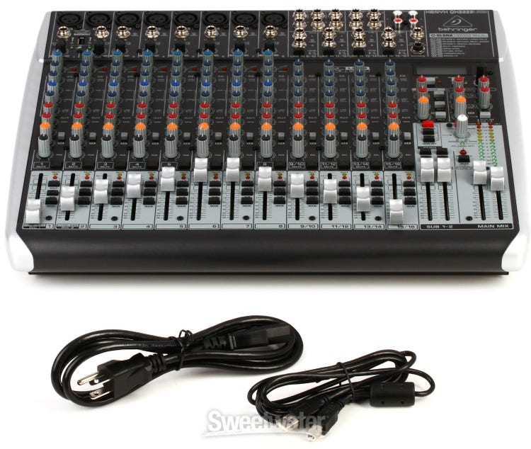 Behringer Xenyx QX1204USB Premium 12-Input 2/2-Bus Mixer W/4x 15' 8mm XLR Cable QX1204USB A