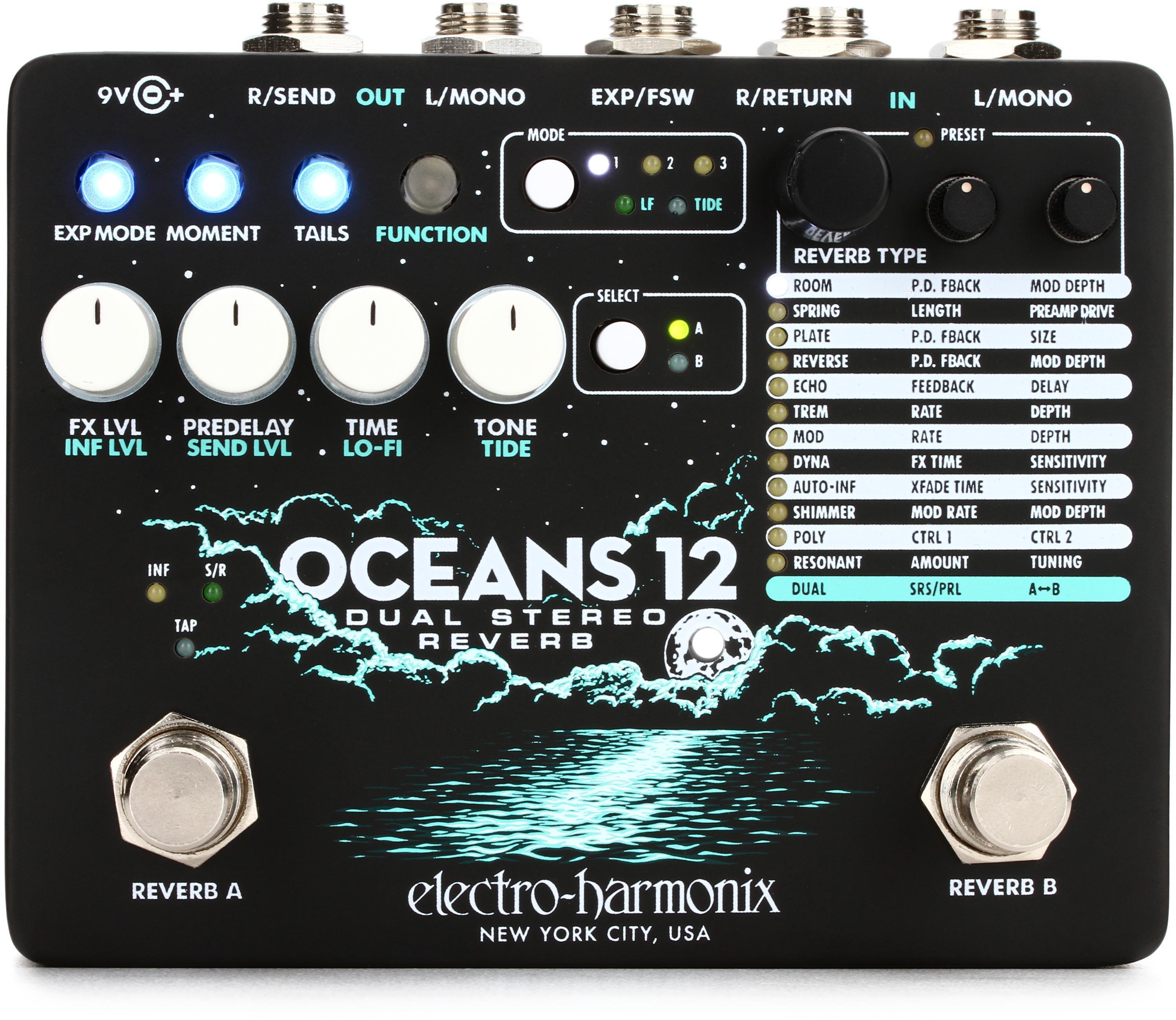 Electro-Harmonix Oceans 12 Dual Stereo Reverb Pedal | Sweetwater