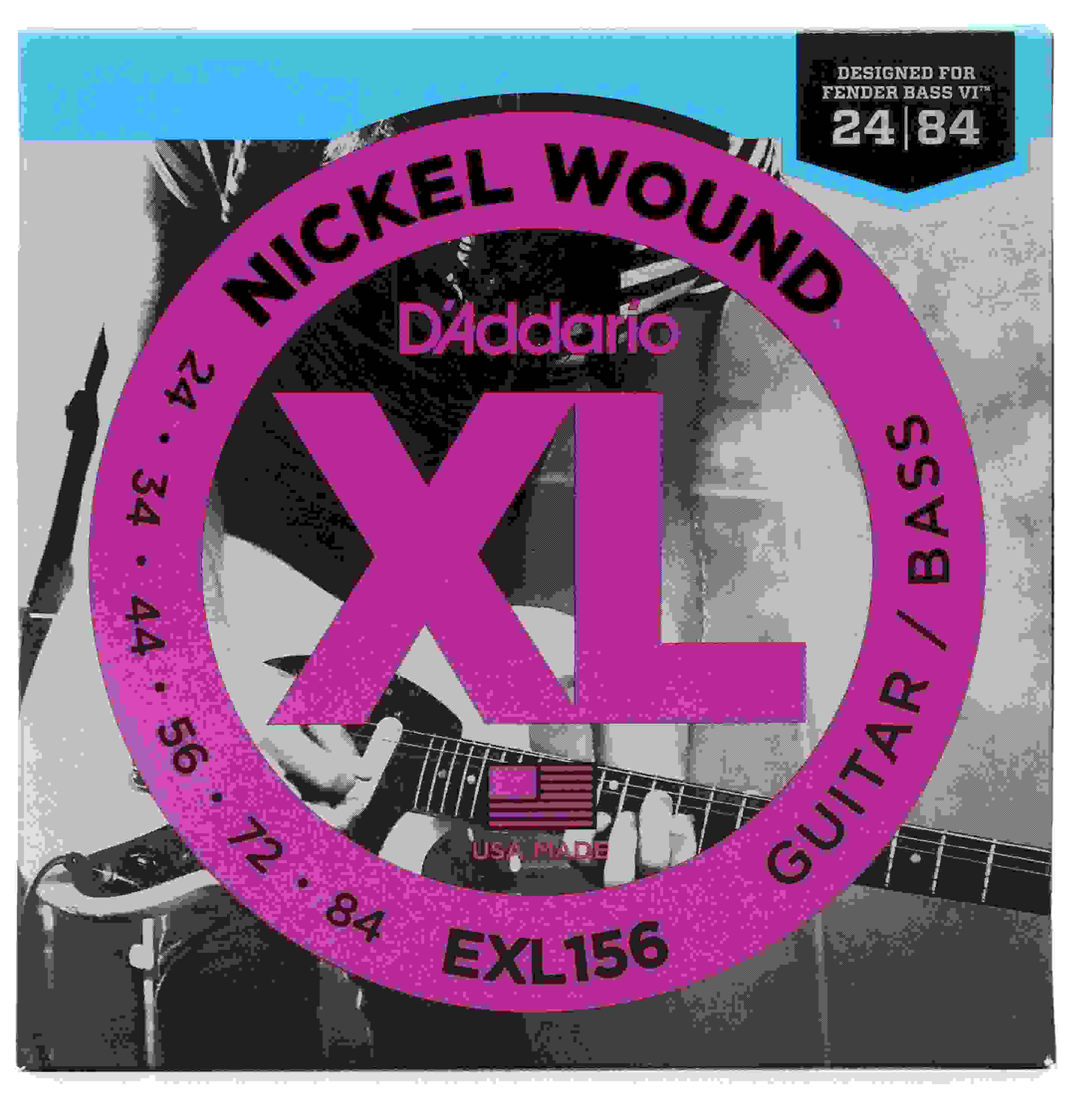 D'Addario EXL156 XL Nickel Wound Bass VI Guitar Strings - .024-.084