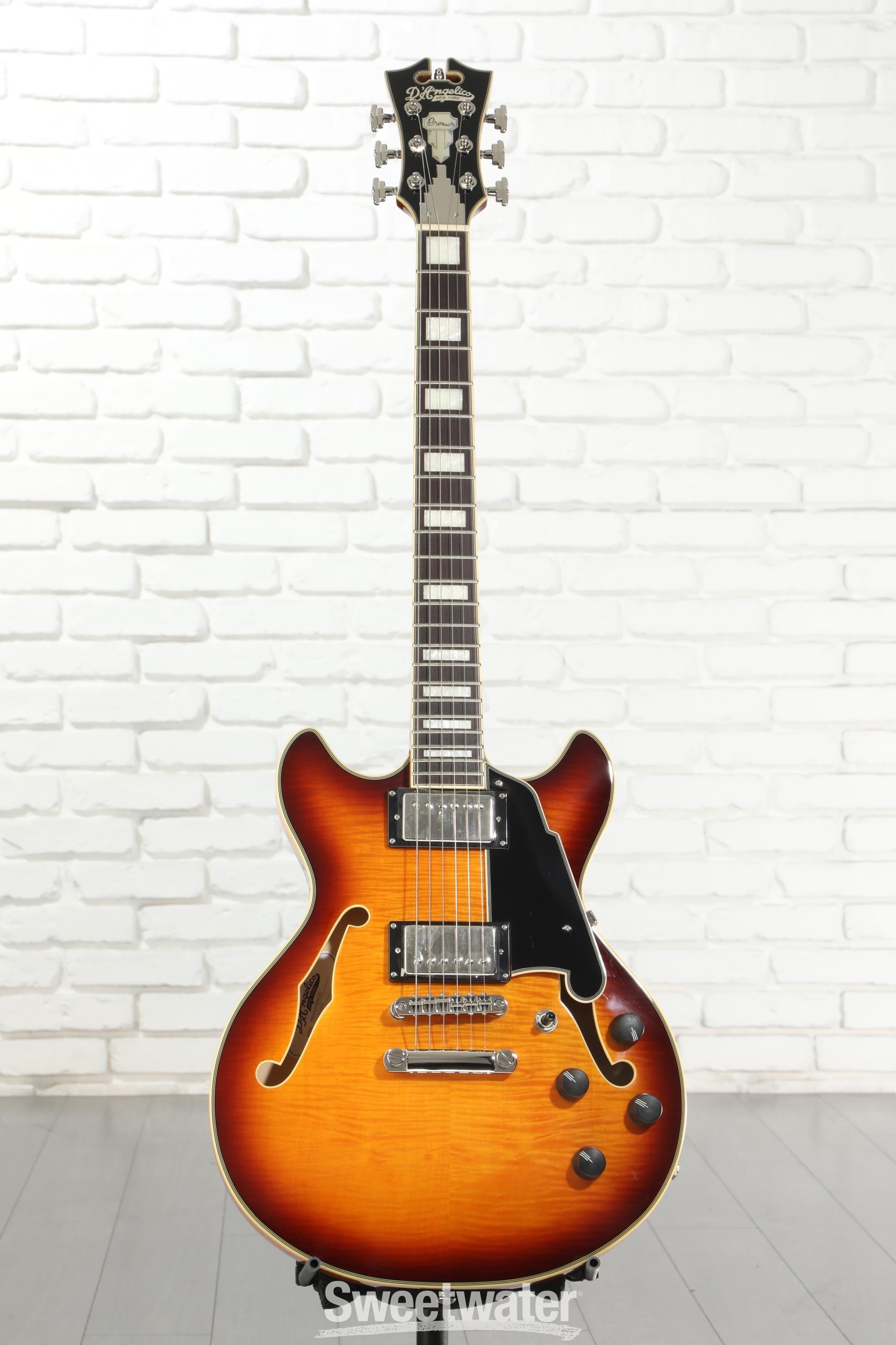 D'Angelico Premier Mini DC - Dark Iced Tea Burst with Stopbar