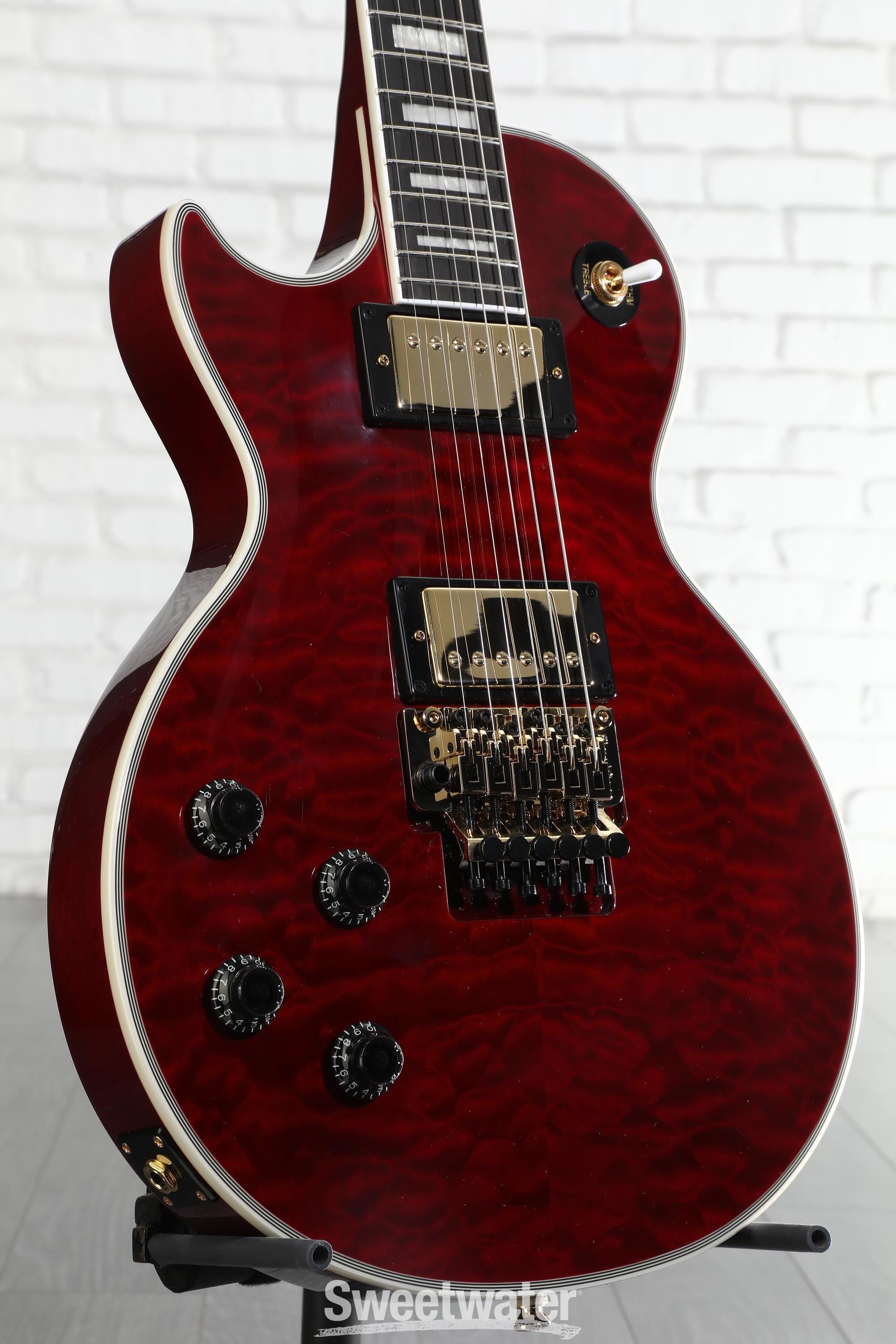 Photo of Epiphone Alex Lifeson Les Paul Custom Axcess Left-handed Electric Guitar - Ruby