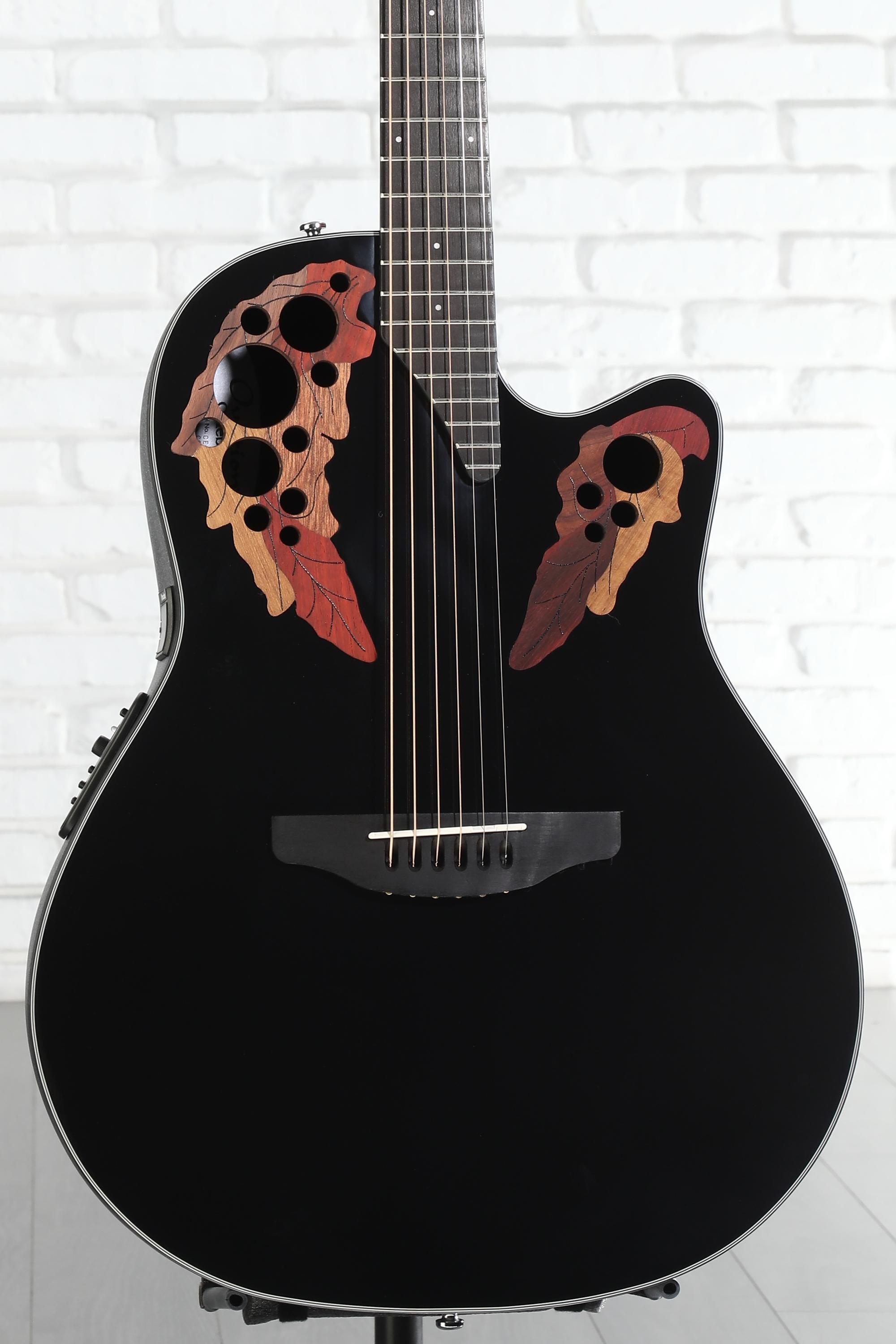 Ovation Elite Celebrity Mid-Depth Acoustic-Electric Guitar - Black