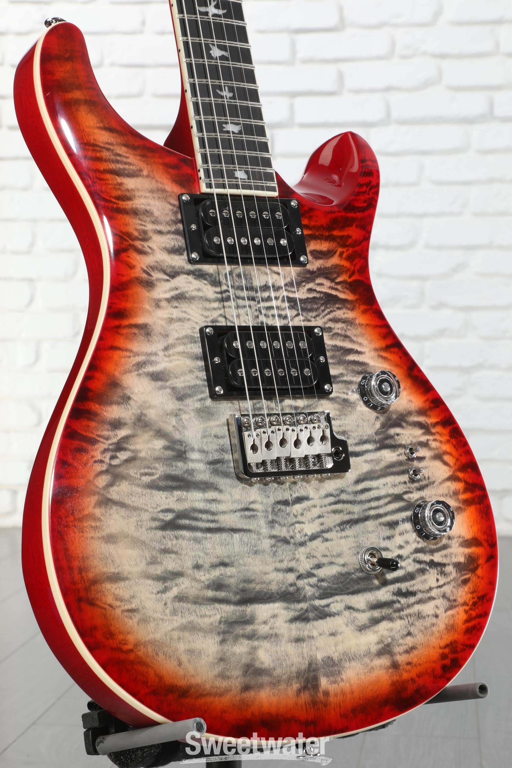 PRS SE Custom 24-08 Quilt Electric Guitar - Charcoal Cherry
