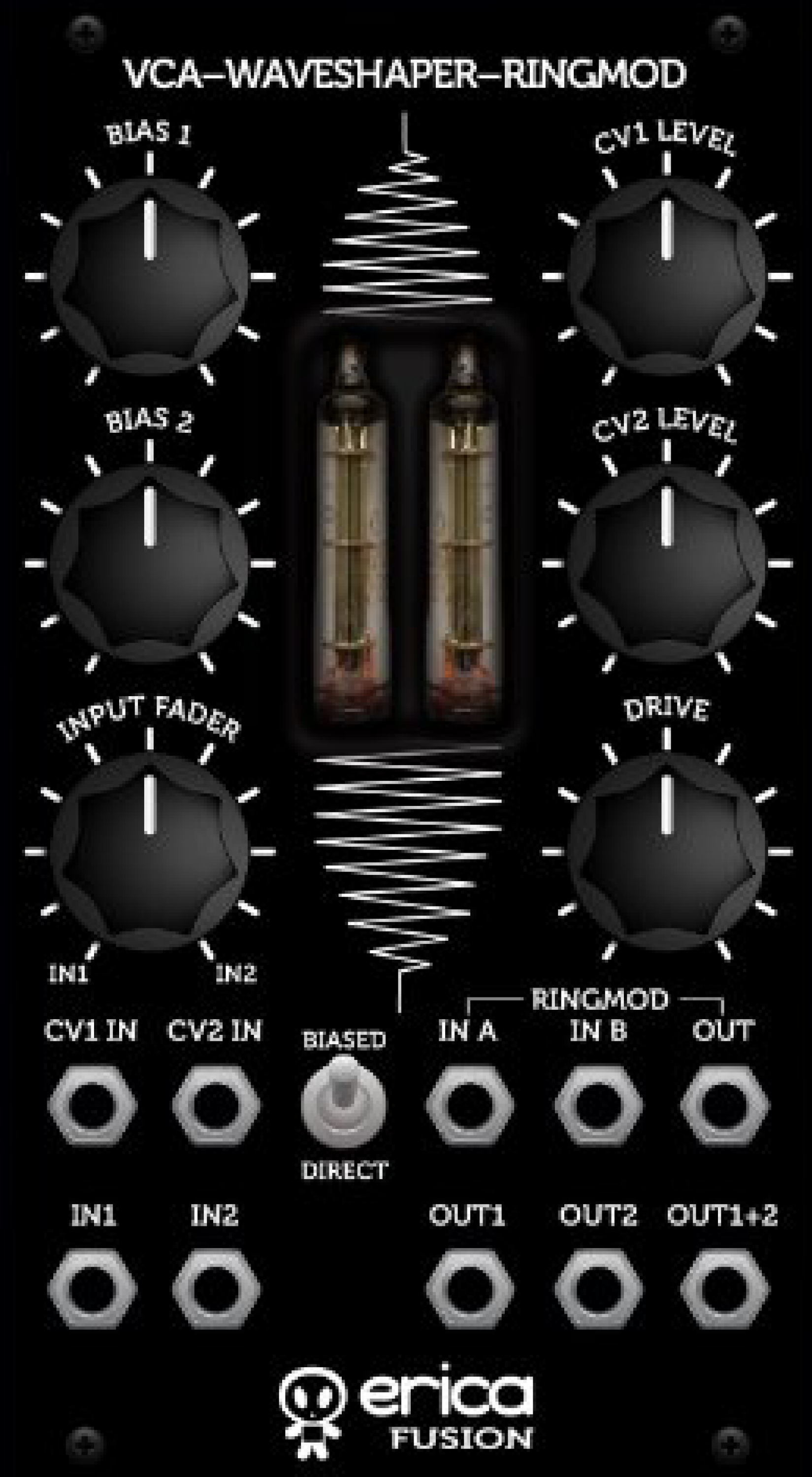 Erica Synths Fusion VCA/Waveshaper/Ringmodulator Tube-based VCA Eurorack  Module