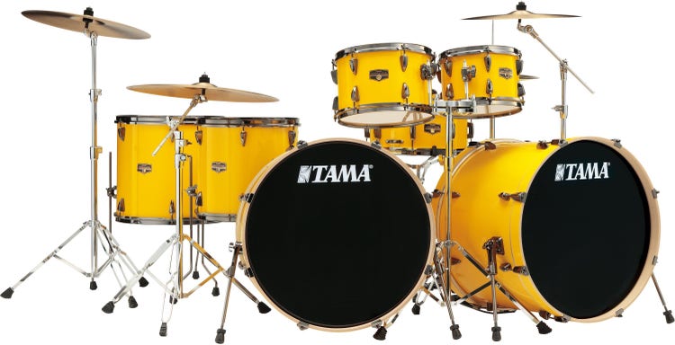 Tama Imperialstar 7-piece Shell Pack with Snare Drum and Hardware - Electric Yellow with Black Nickel Hardware