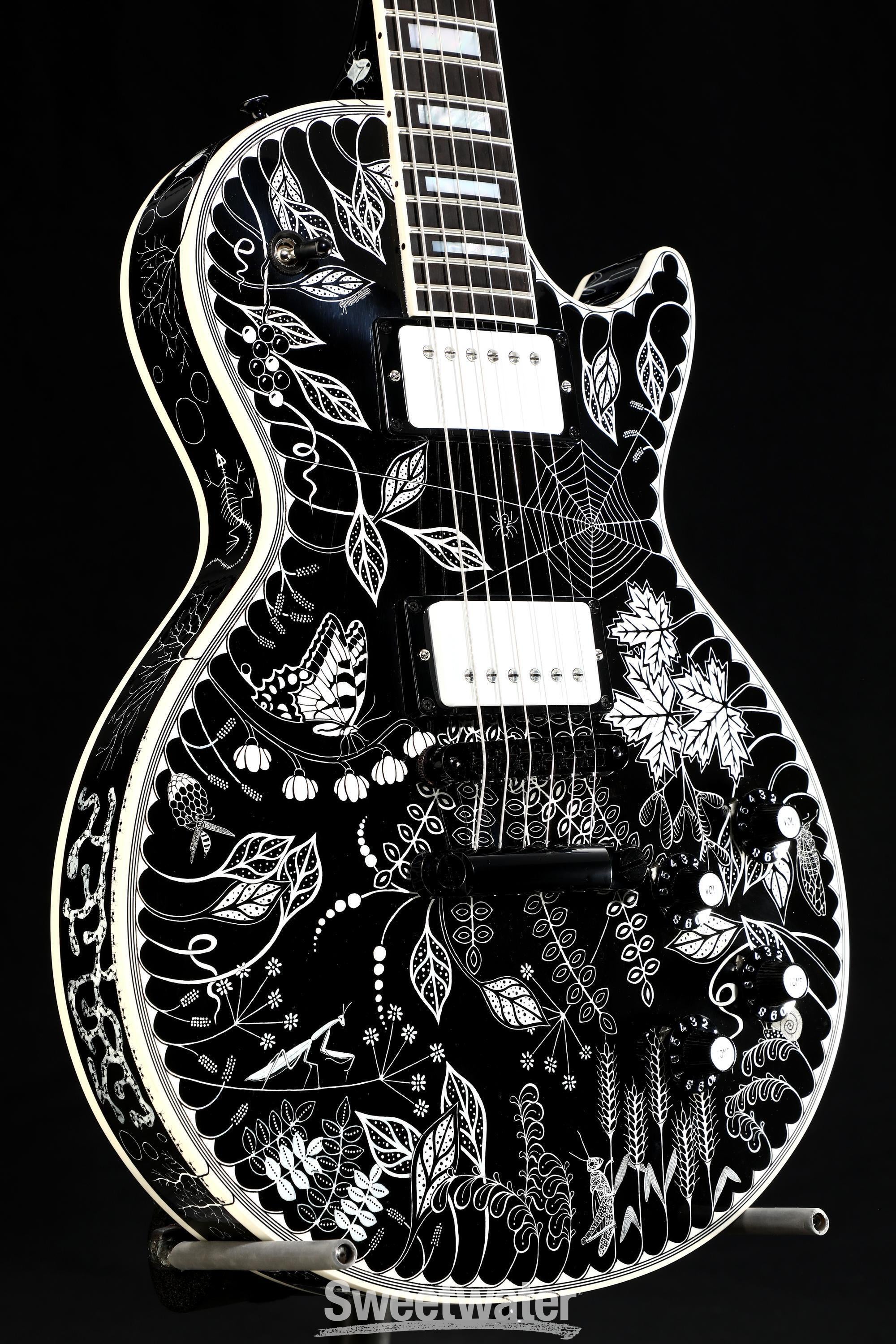 Photo of Gibson Custom "Bugs and Leaves" Les Paul Custom Art Electric Guitar - Ebony