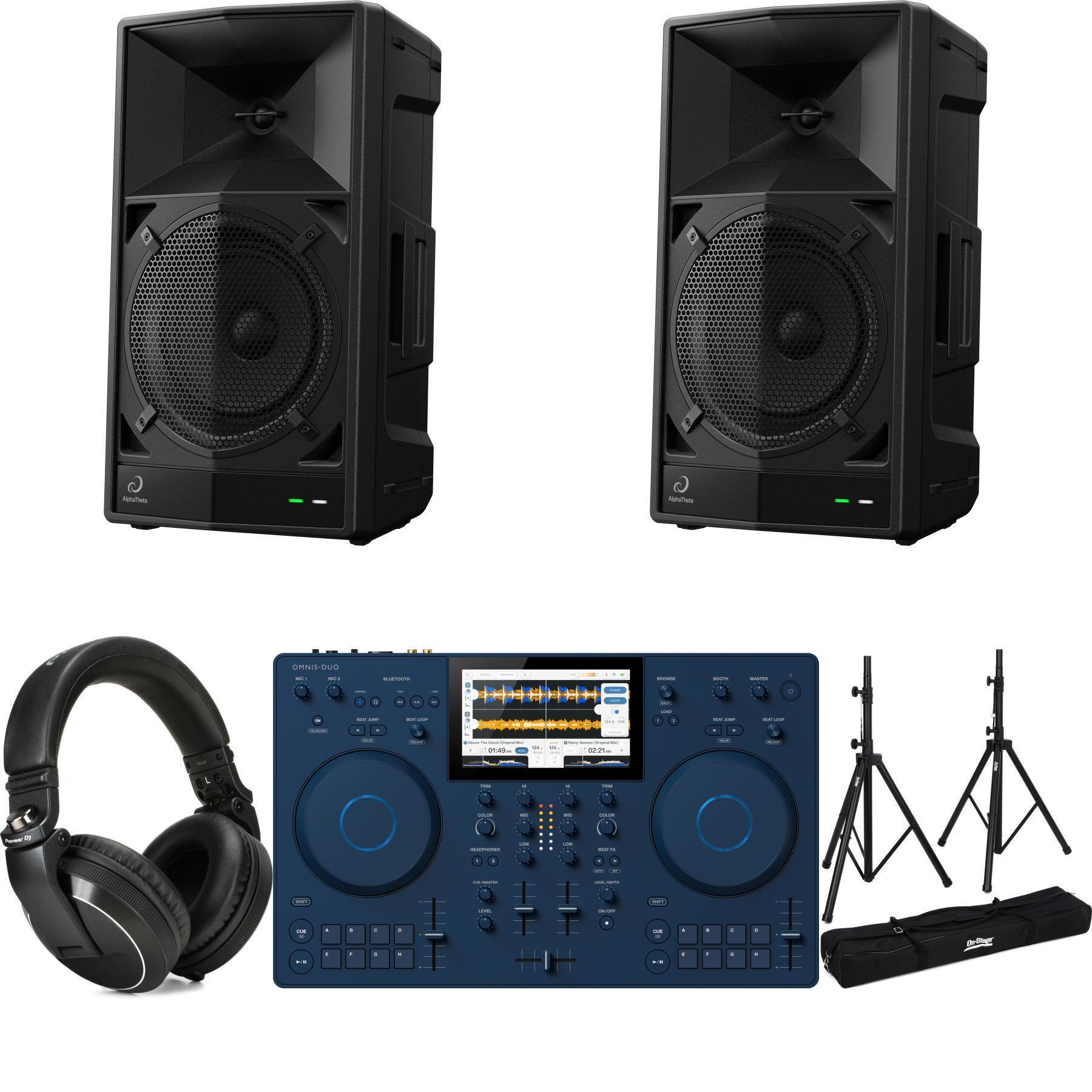 AlphaTheta Omnis Duo 2-deck Portable DJ System and Wave Eight Speaker ...