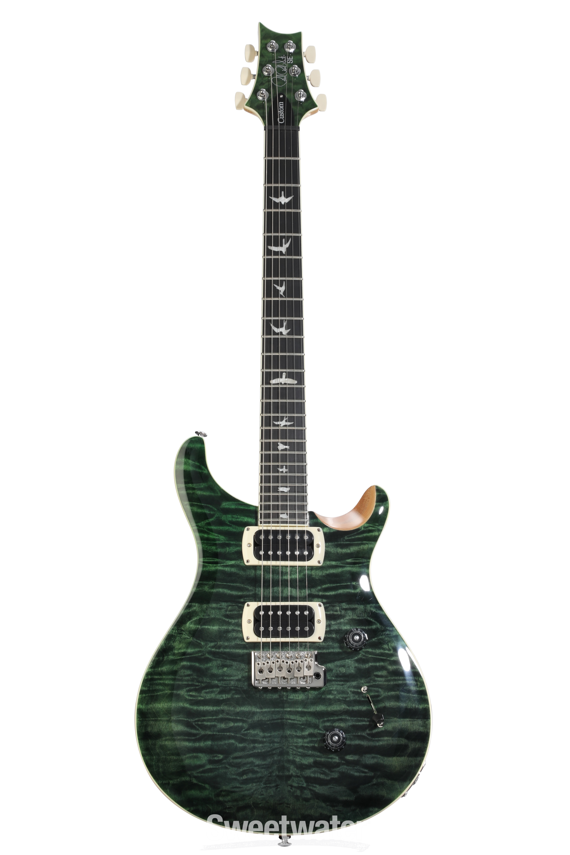PRS SE Custom 24 Quilt Electric Guitar - Teal Black/Natural Back
