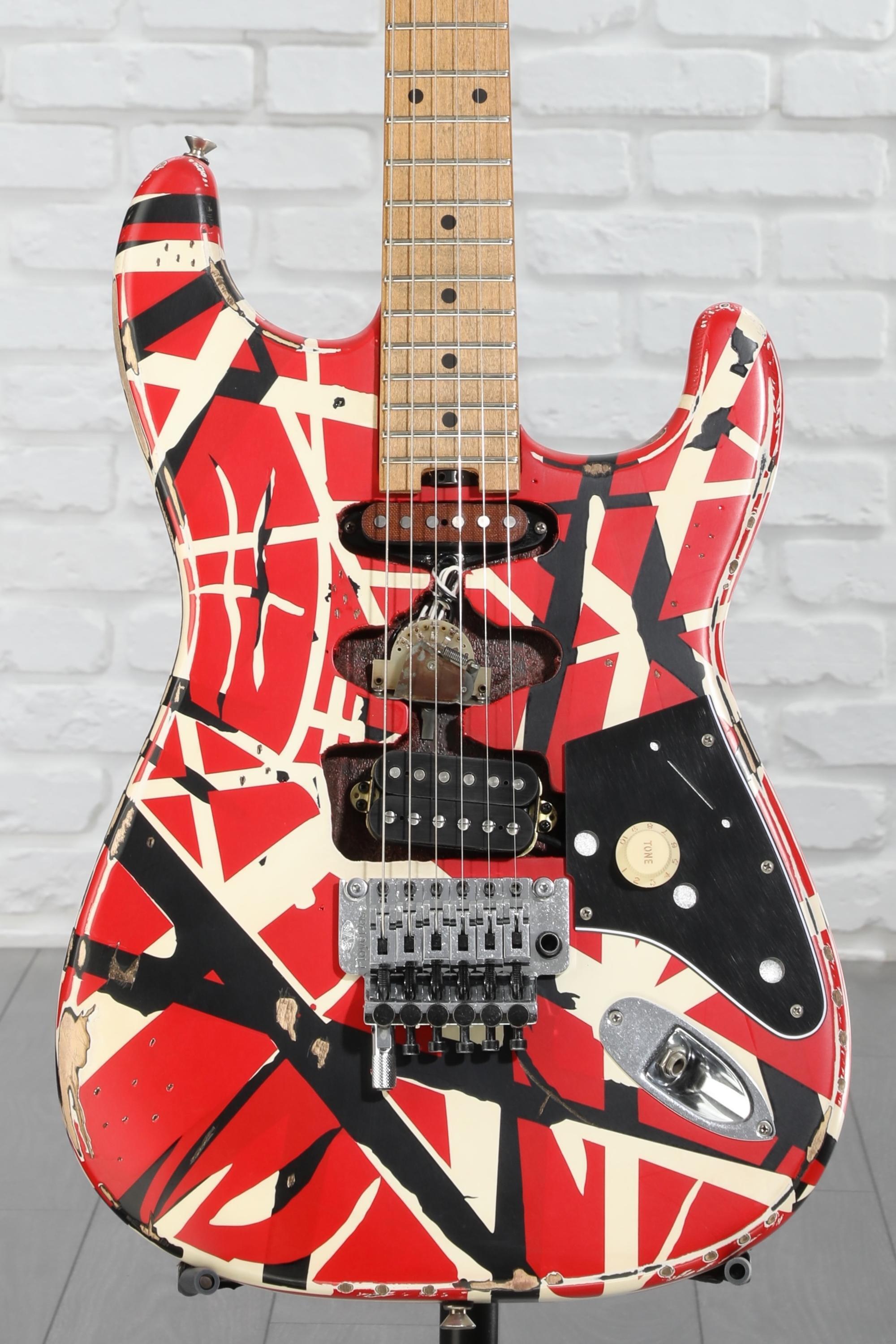 EVH Striped Series Frankenstein Relic - Red/Black/White | Sweetwater