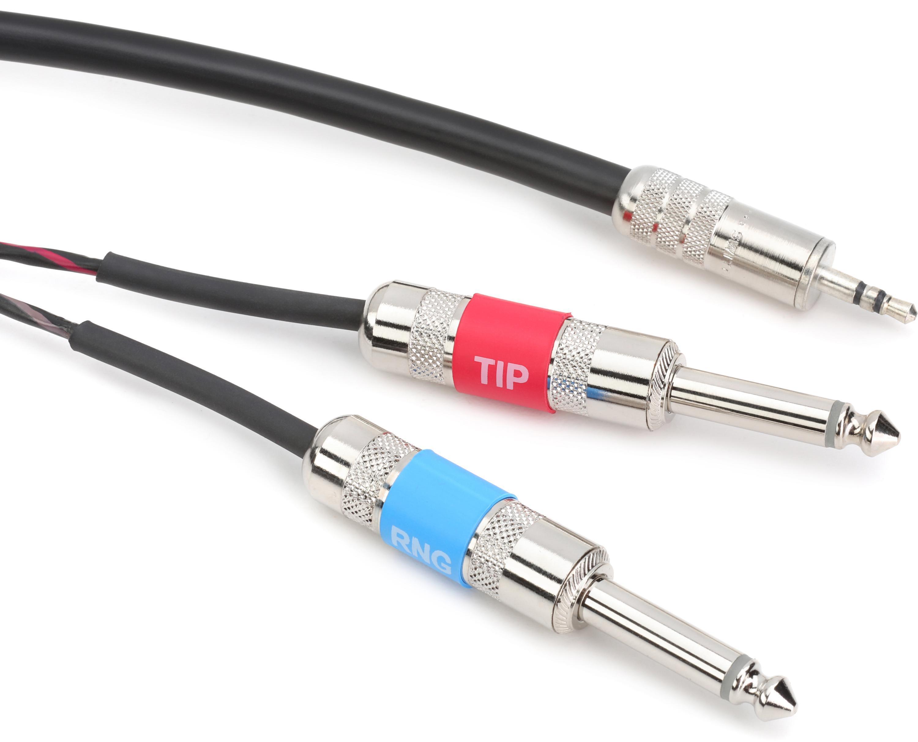 Photo of Pro Co IPMB2Q-5 3.5mm TRS Male to Dual 1/4 inch TS Male Cable - 5 foot