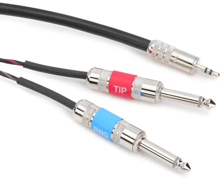 Pro Co IPMB2Q-5 3.5mm TRS Male to Dual 1/4 inch TS Male Cable - 5 foot