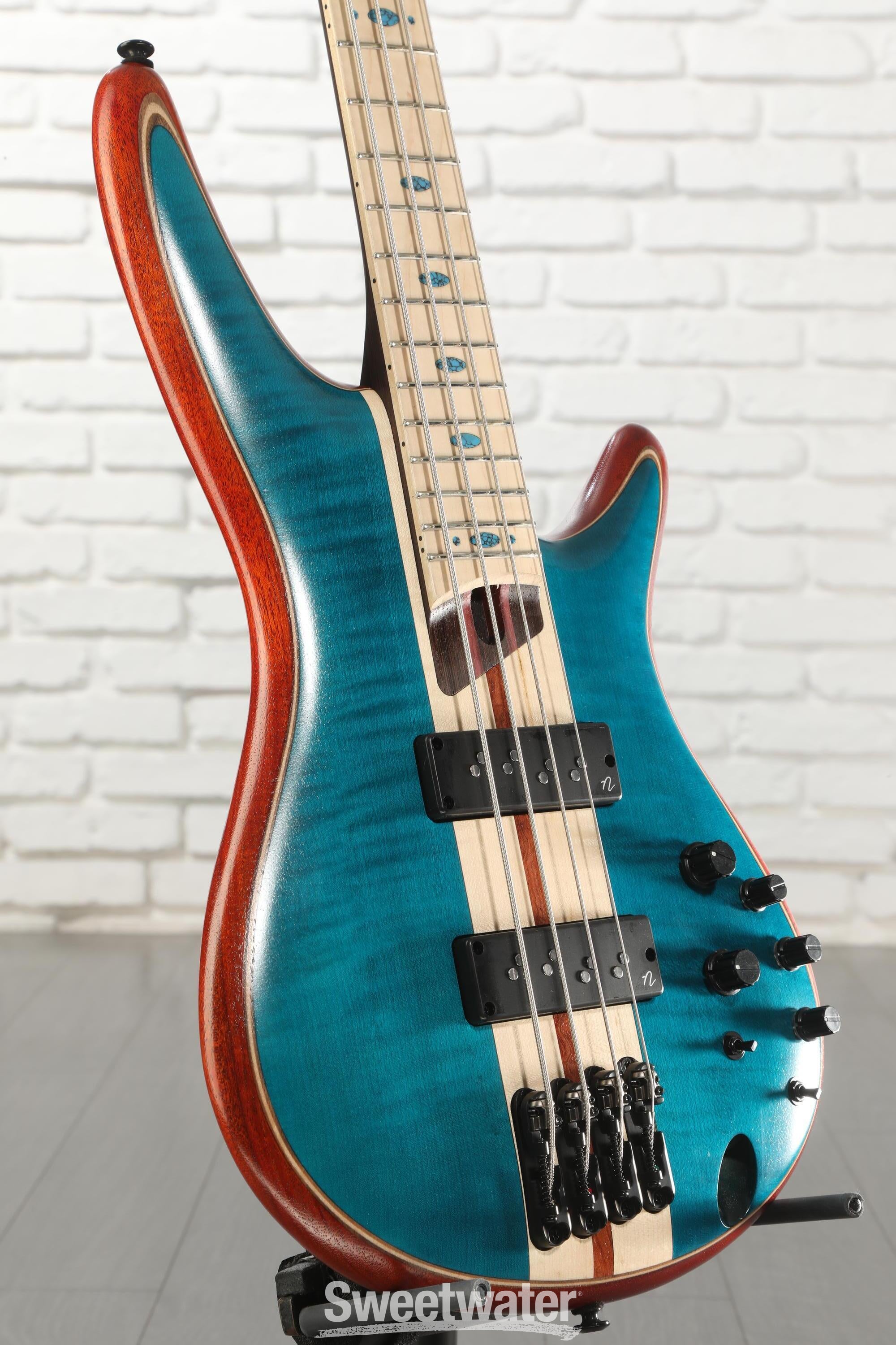 Photo of Ibanez SR Premium 4-string Electric Bass Guitar - Caribbean Green Low Gloss