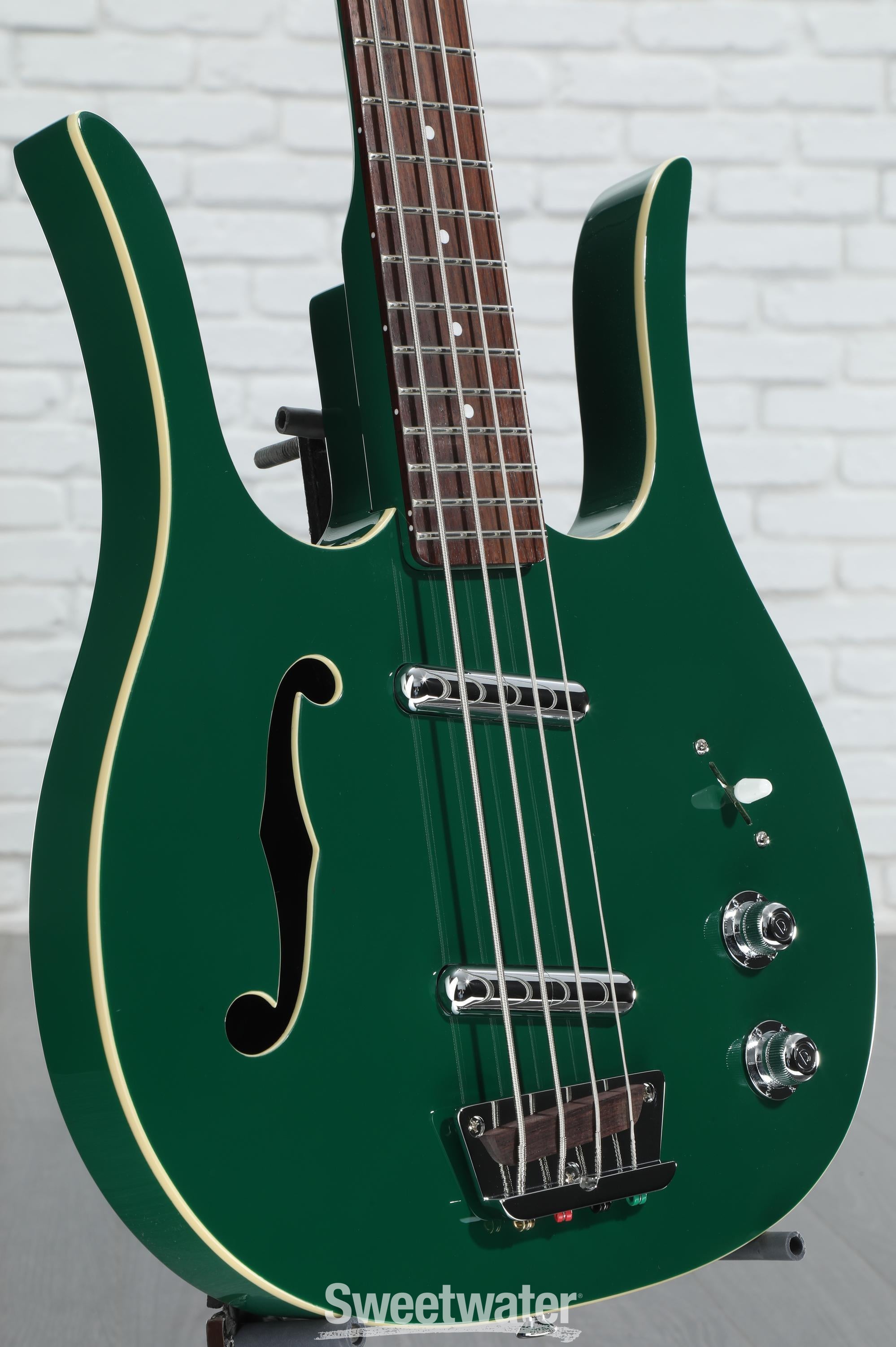 Photo of Danelectro Red Hot Longhorn Semi-hollowbody Bass Guitar - Jade