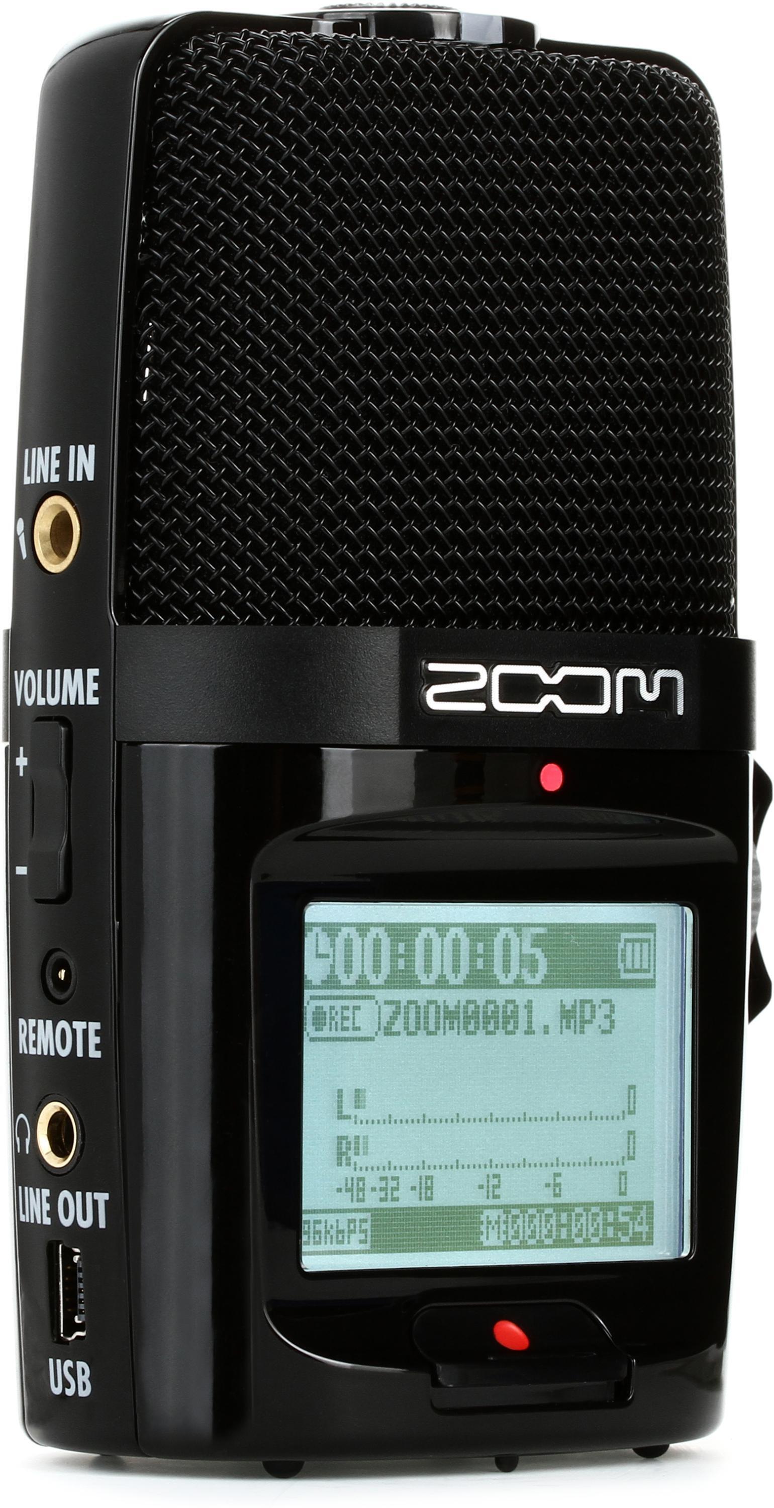 Zoom H2n 2-Input / 4-Track Portable Handy Recorder with Onboard 5-Mic Array  + SanDisk 32GB Memory Card + Lavalier Mic + Batteries & Charger + Tabletop