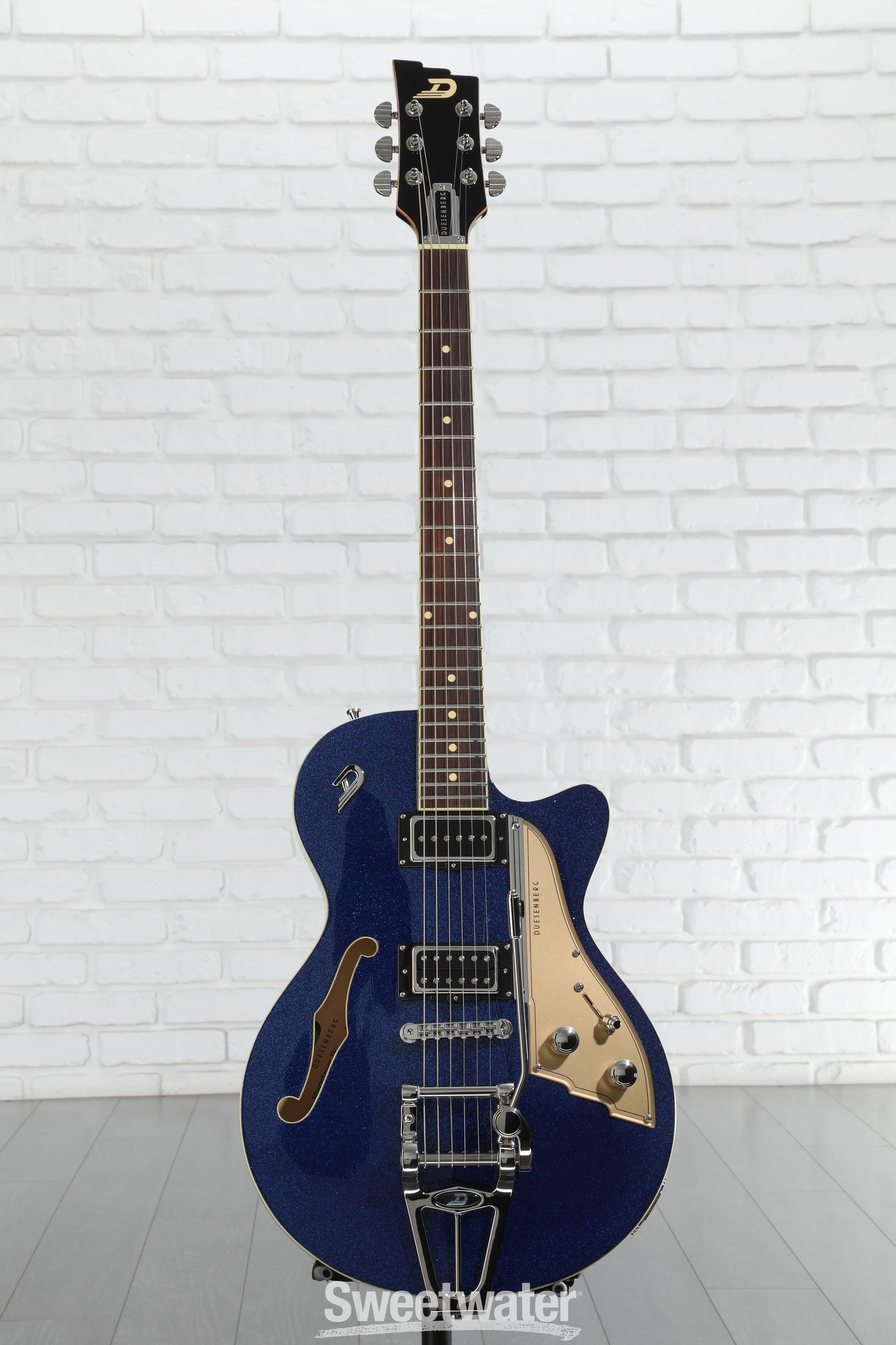 ギター Duesenberg Starplayer TV Blue Sparkle Platinum Duesenberg USA Starplayer TV Semi-Hollow Electric