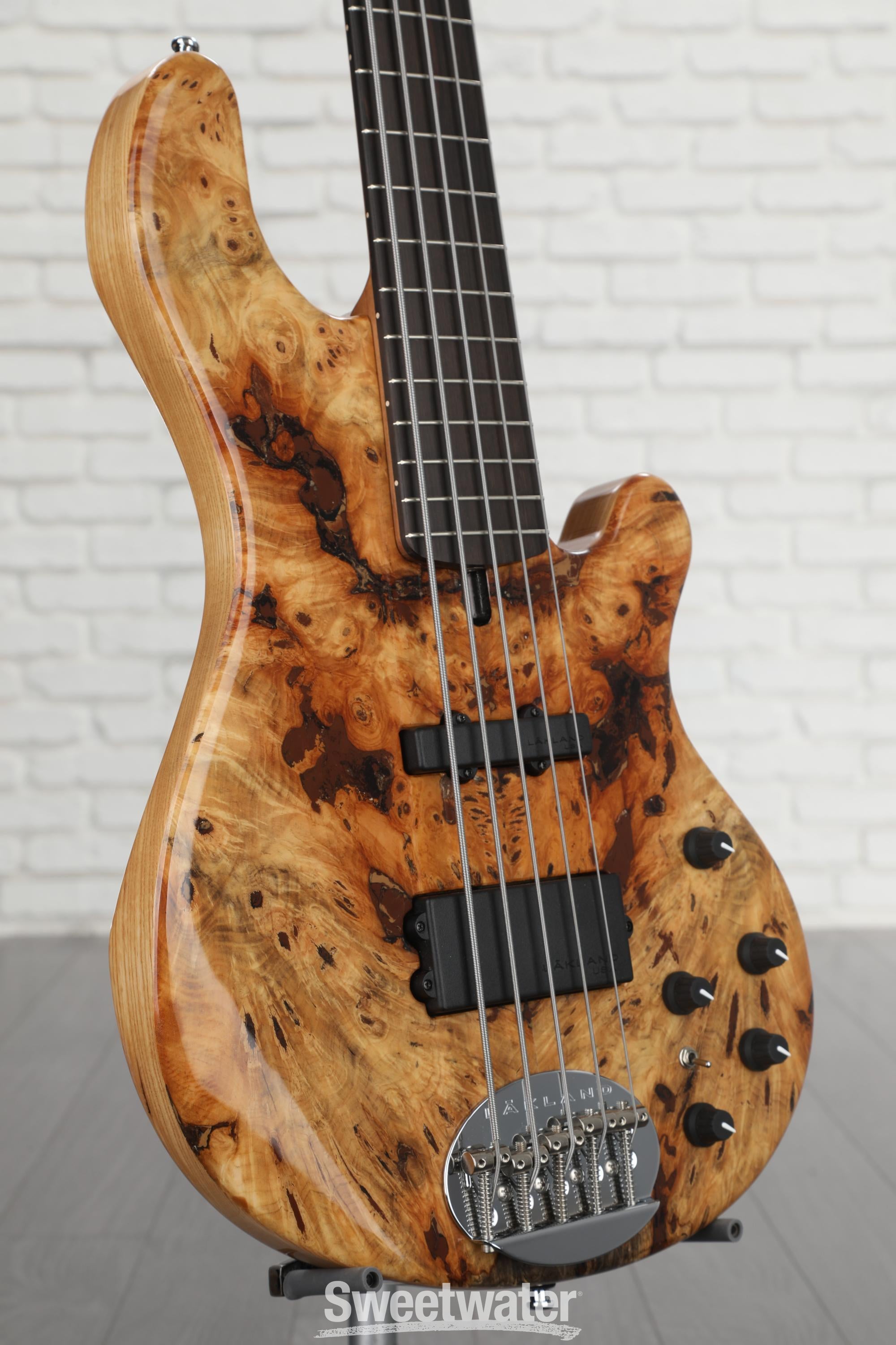 Lakland USA 55-94 Deluxe Buckeye Burl Bass Guitar - Natural with Ebony  Fingerboard