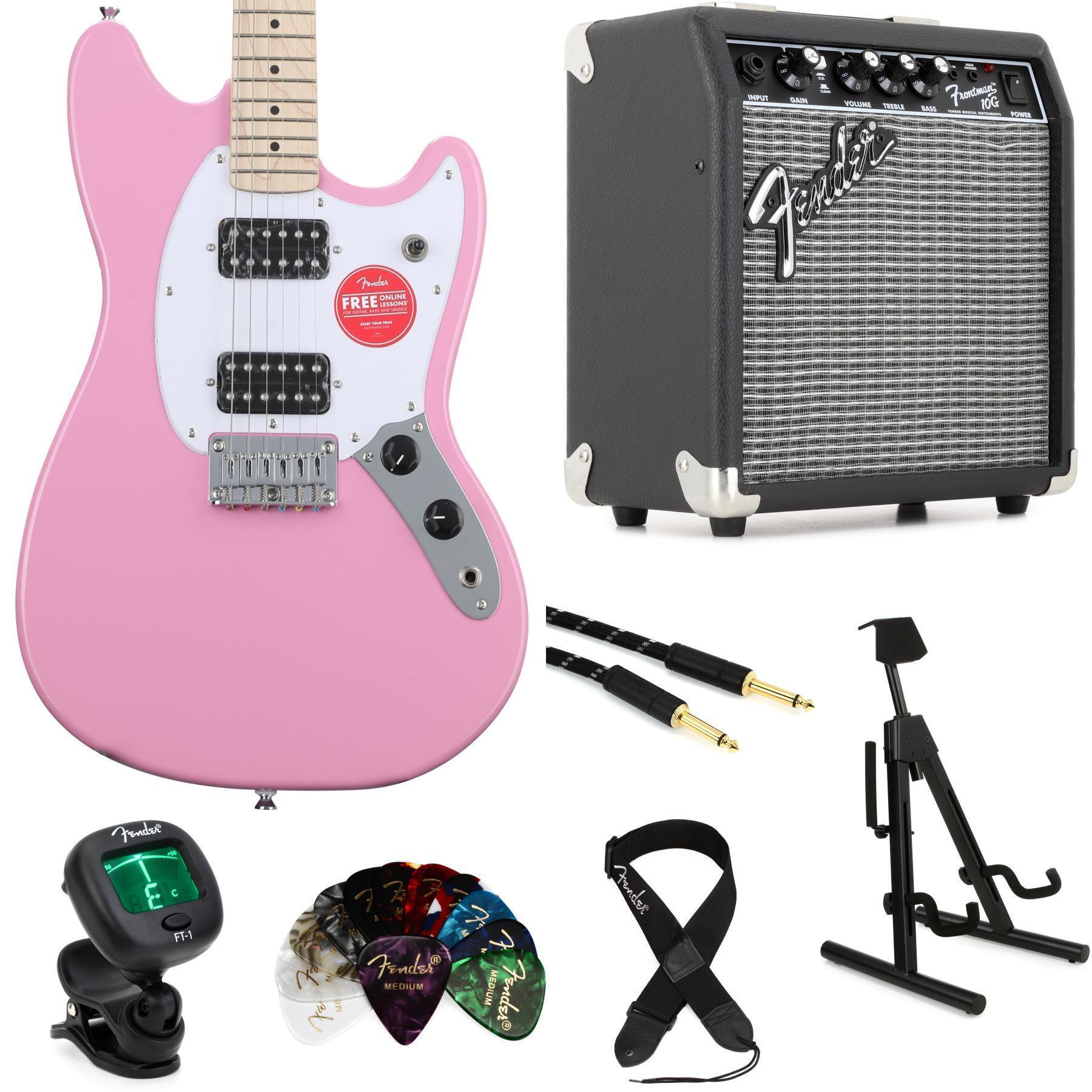 Squier Sonic Mustang HH Electric Guitar - Flash Pink, Maple