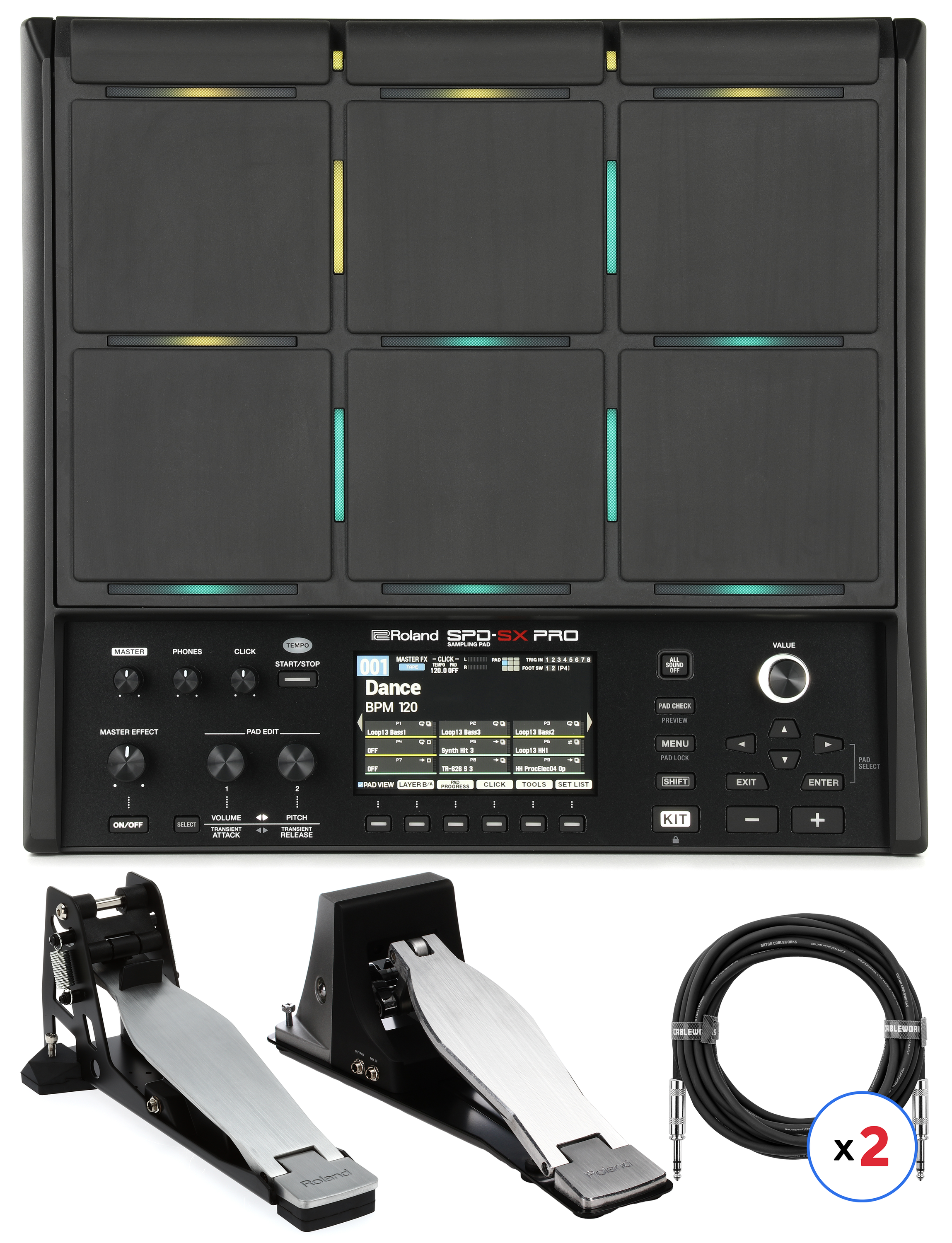 Roland SPD-SX Pro Sampling Pad with Kick and High-hat Pedals Bundle