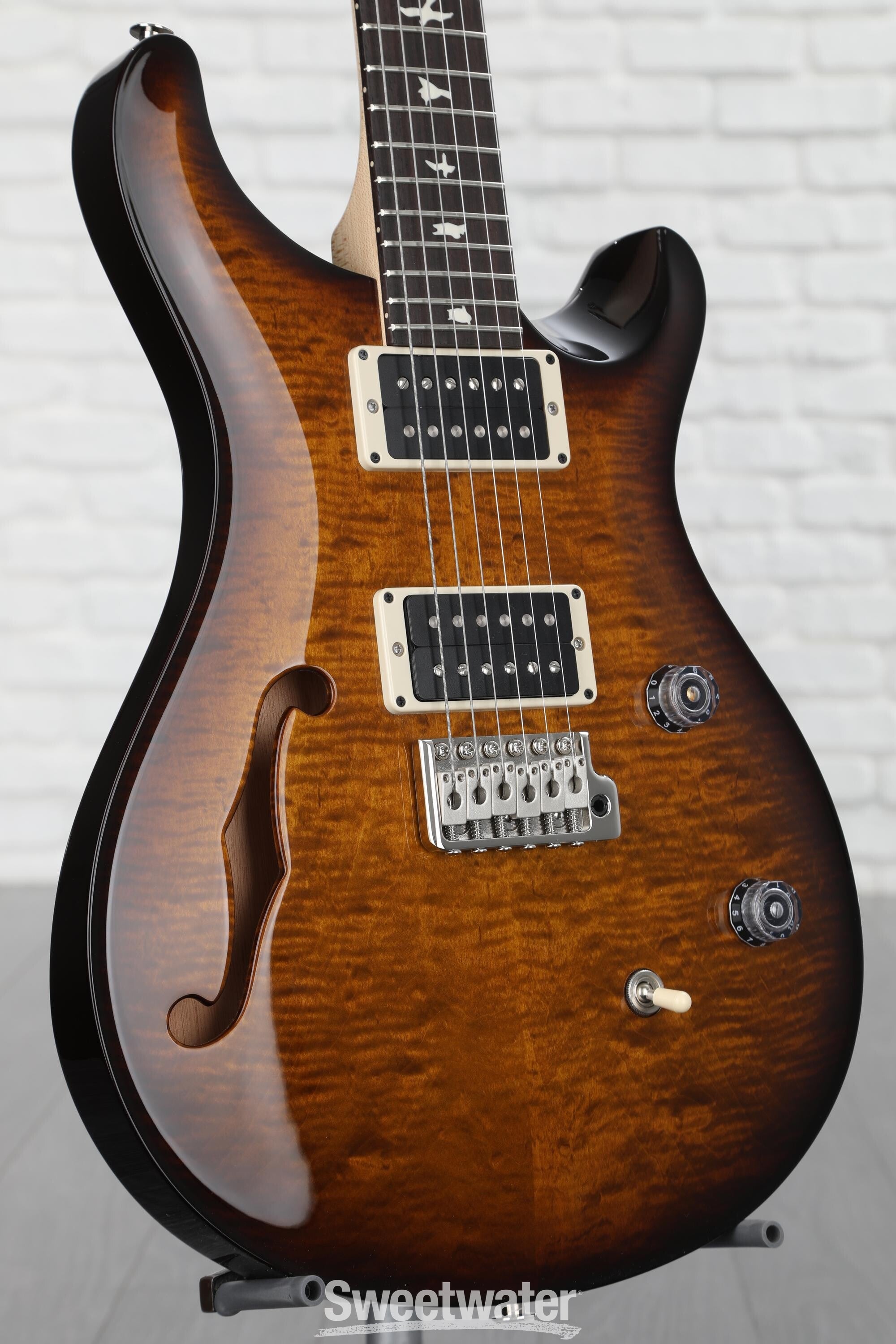 PRS CE 24 Semi-Hollow Electric Guitar - Black Amber | Sweetwater