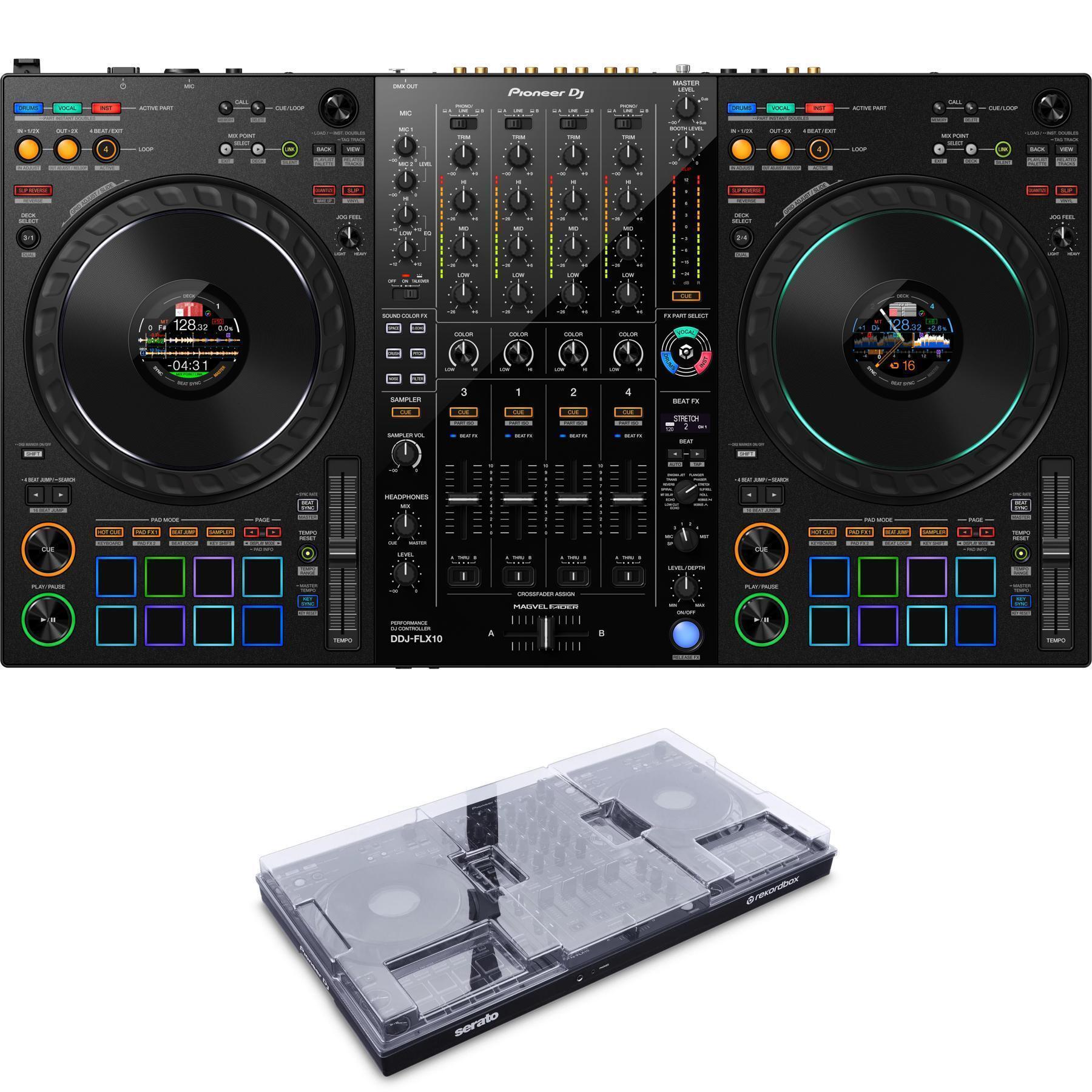 Pioneer DJ DDJ-FLX10 4-deck DJ Controller with Decksaver | Sweetwater