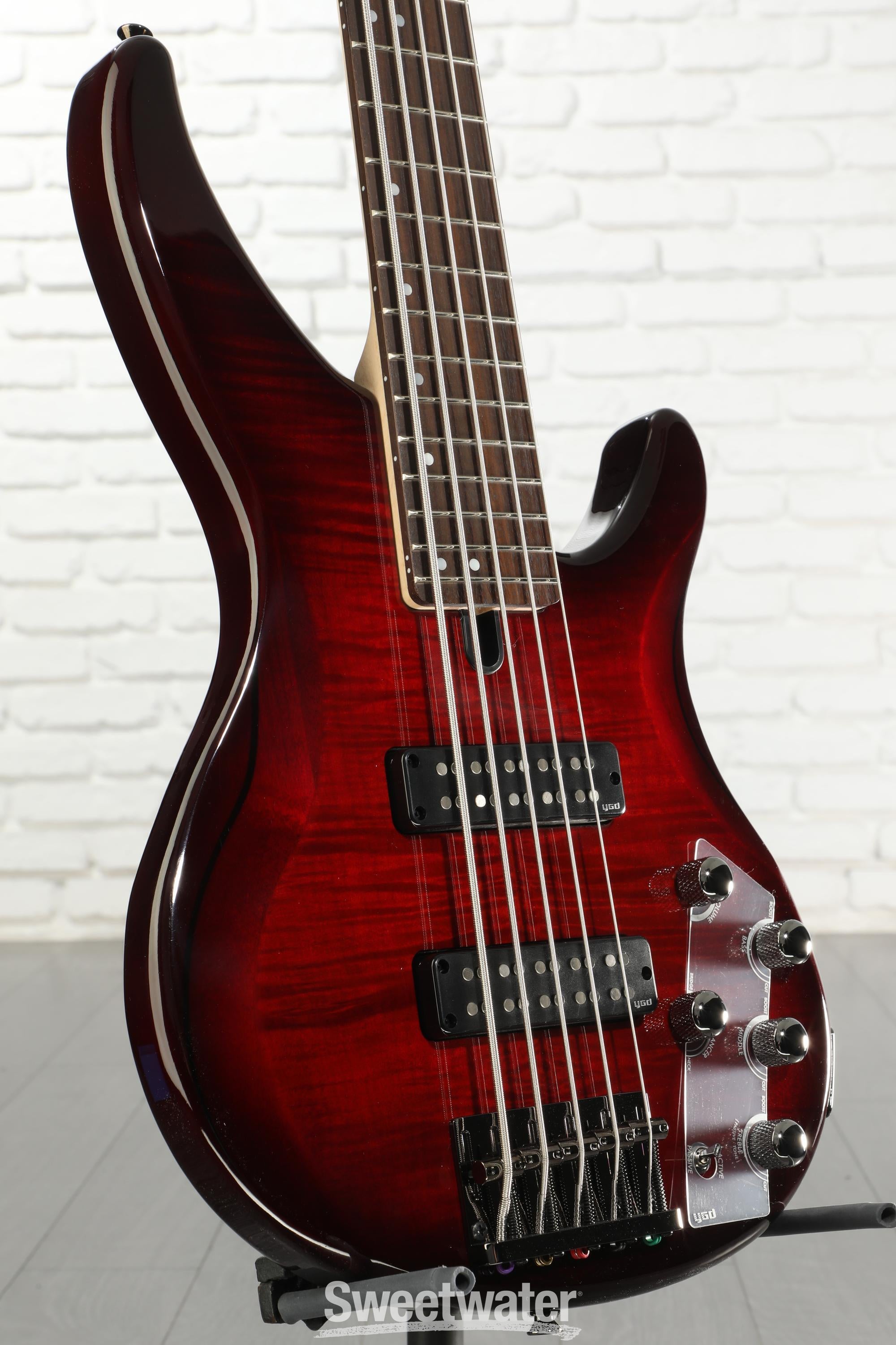 Yamaha TRBX605FM 5-string Bass Guitar - Dark Red Burst | Sweetwater