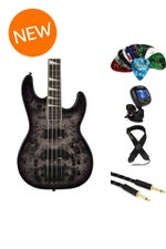 Photo of Jackson JS Series Concert Bass CB JS3P Bass Guitar Essentials Bundle - Transparent Black