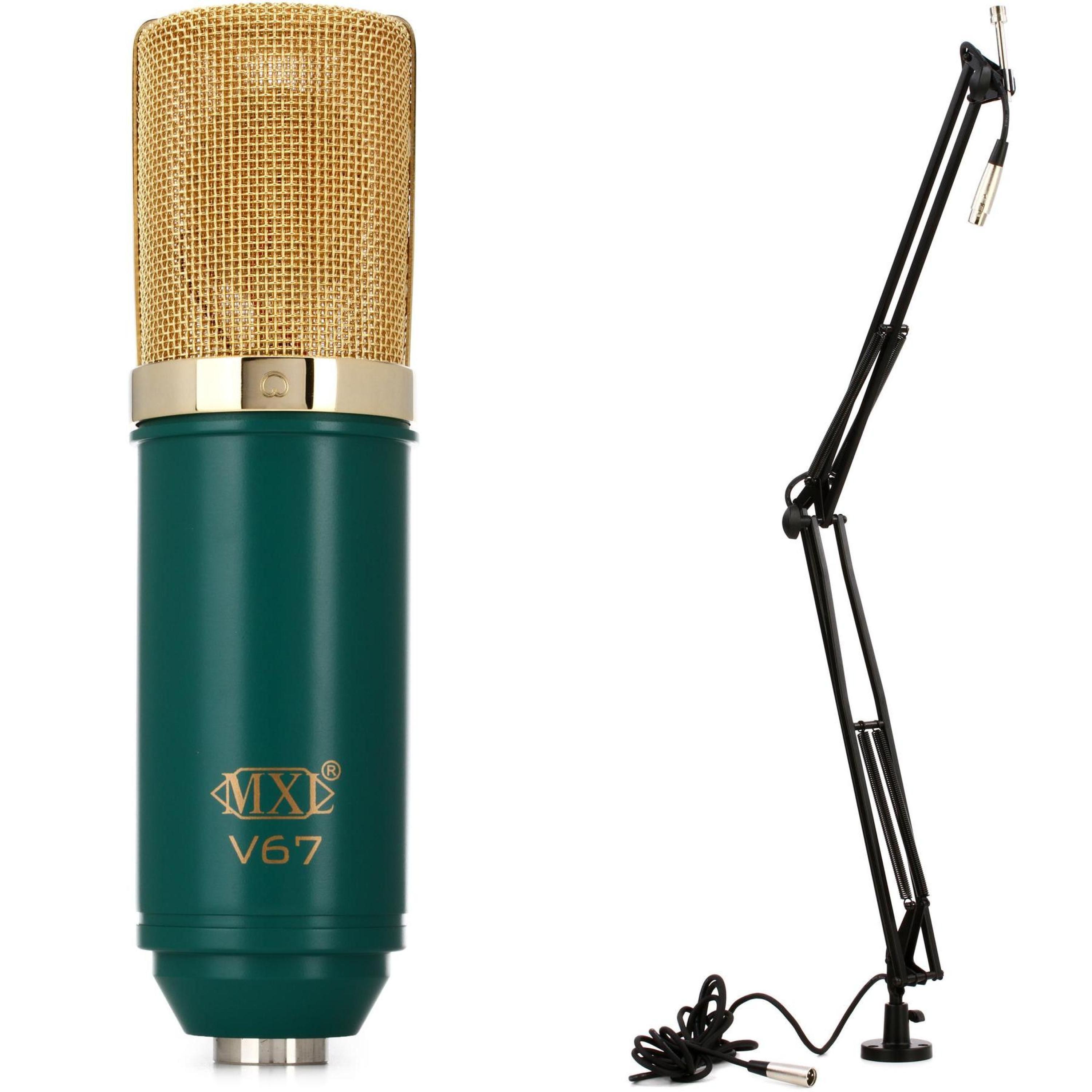 MXL V67G Large-diaphragm Condenser Microphone Bundle with Desktop Boom  Stand and Cable