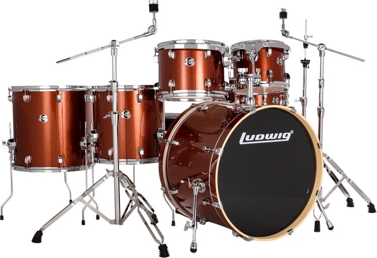 Ludwig Evolution 6-piece Drum Set with Hardware - Copper Sparkle
