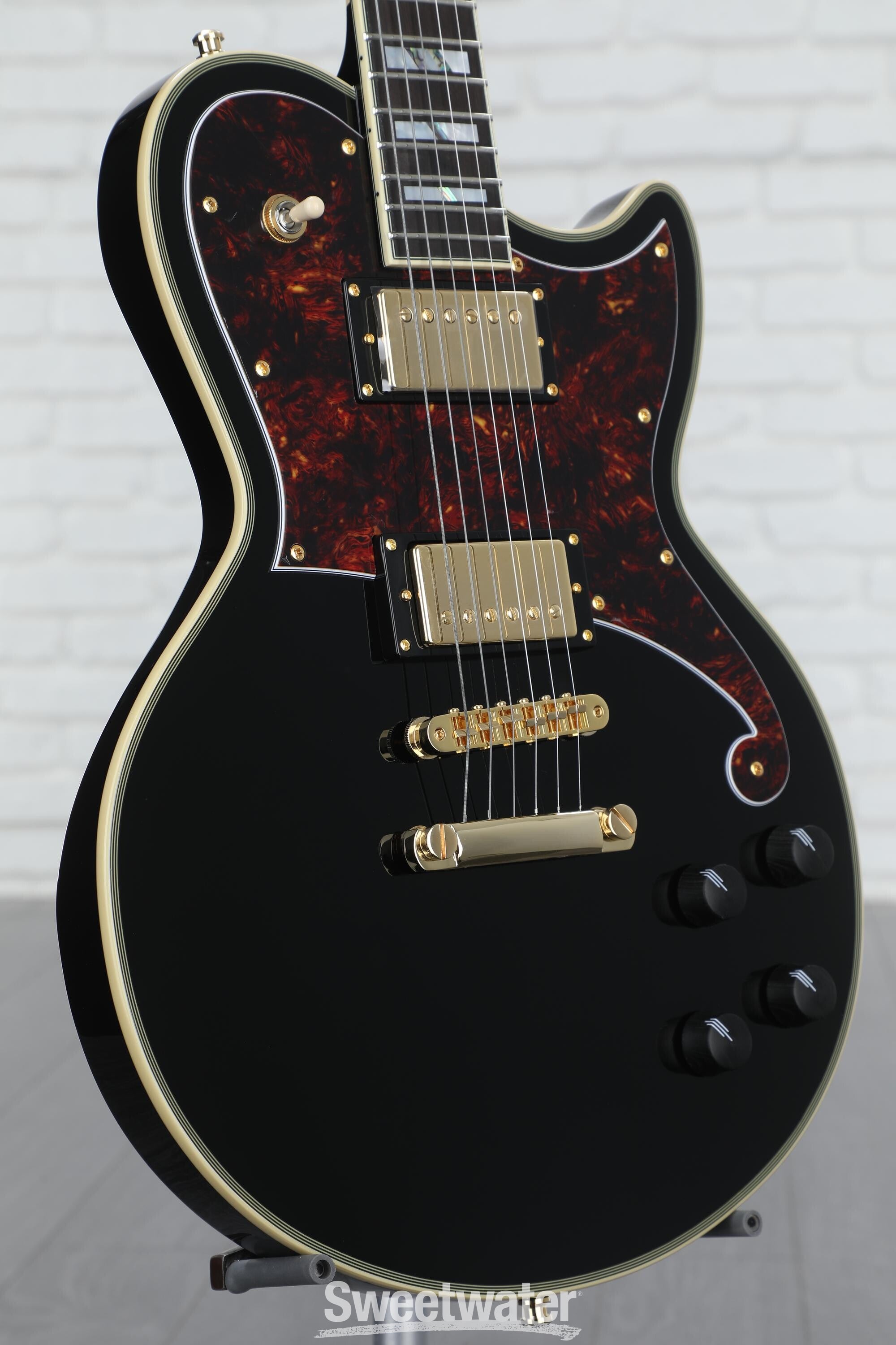 D'Angelico Deluxe Atlantic Electric Guitar - Solid Black | Sweetwater