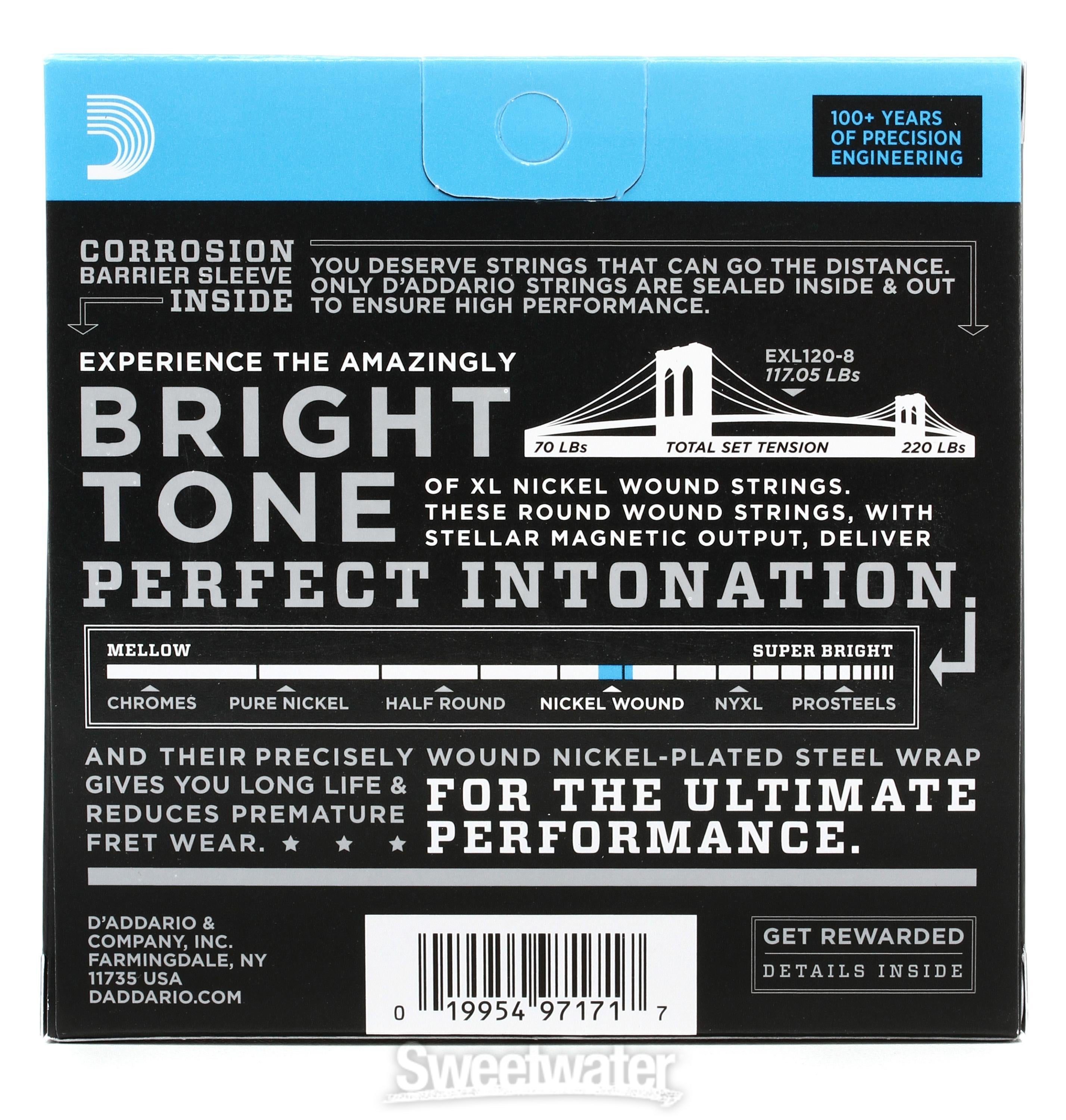 D'Addario EXL120-8 XL Nickel Wound Electric Guitar Strings