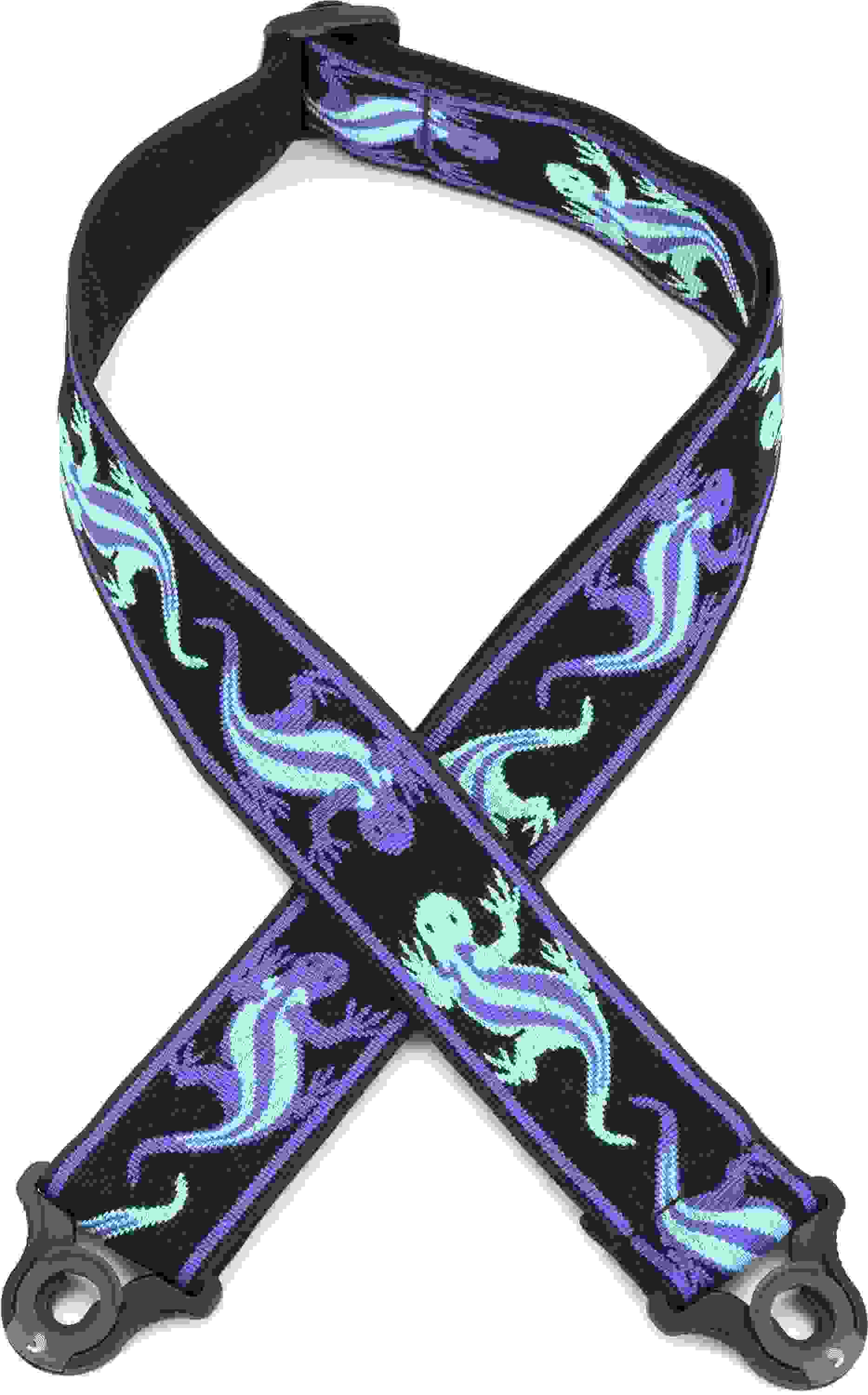 D'Addario Planet Waves Auto Lock Vintage Guitar Strap - Lizards Green/Blue